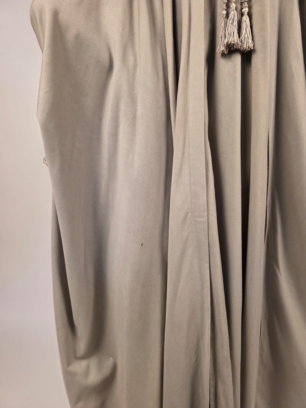 EDWARDIAN DOVE GREY CASHMERE CLOAK CAPE W EMB + RICH SOUTACHE TASSEL TRIM