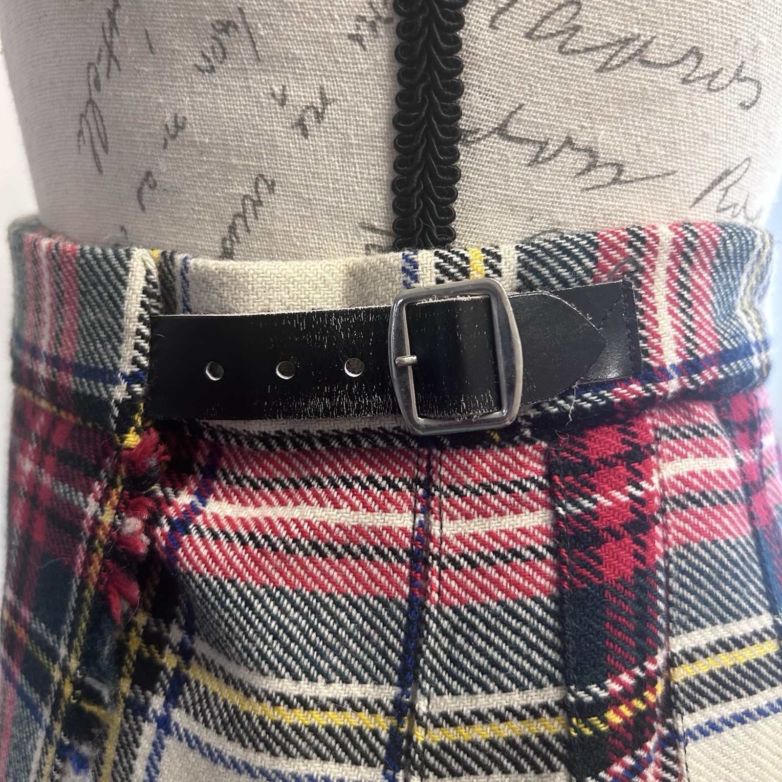 VTG Harrods Red Tartan Maxi Skirt Wool Old Money Plaid Academia Kilt Size 12