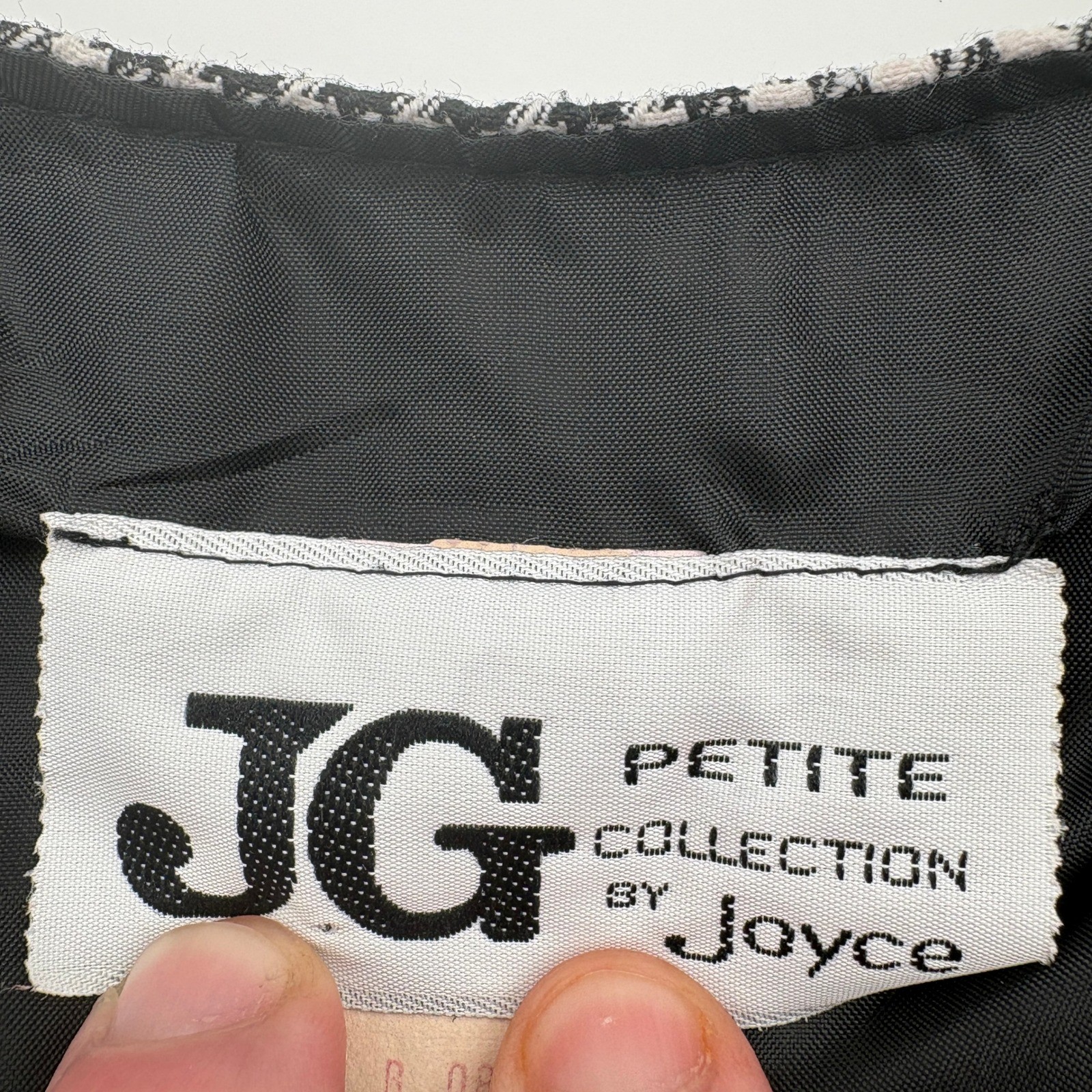VTG JG Petite Joyce Houndstooth Vest Black White Button Front Waistcoat 11-12