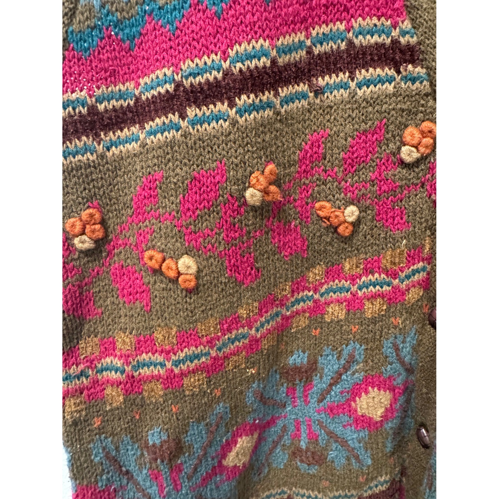 Portraits by Northern Isles Hand Embroidered Fair Isle Grandma Sweater Vest S