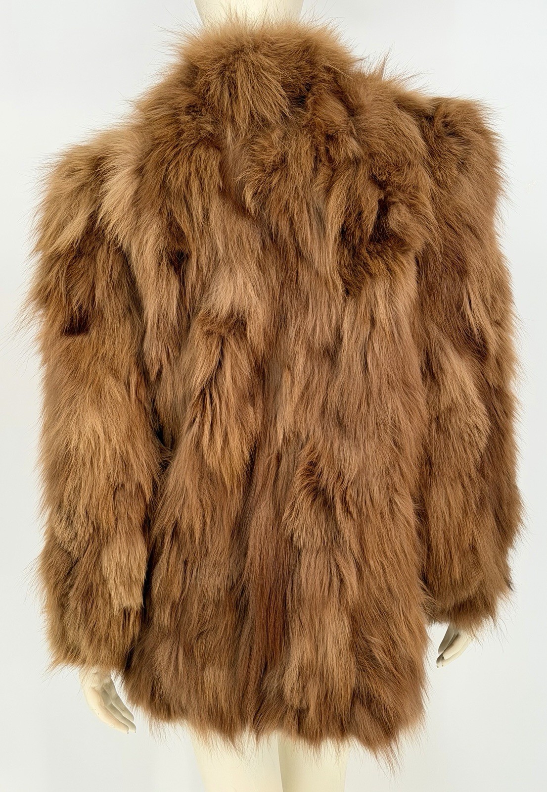 Vtg BASCO FOX FUR Woman’s Coat Luxurious Carmel Brown 80’s Glamour Sz M/L
