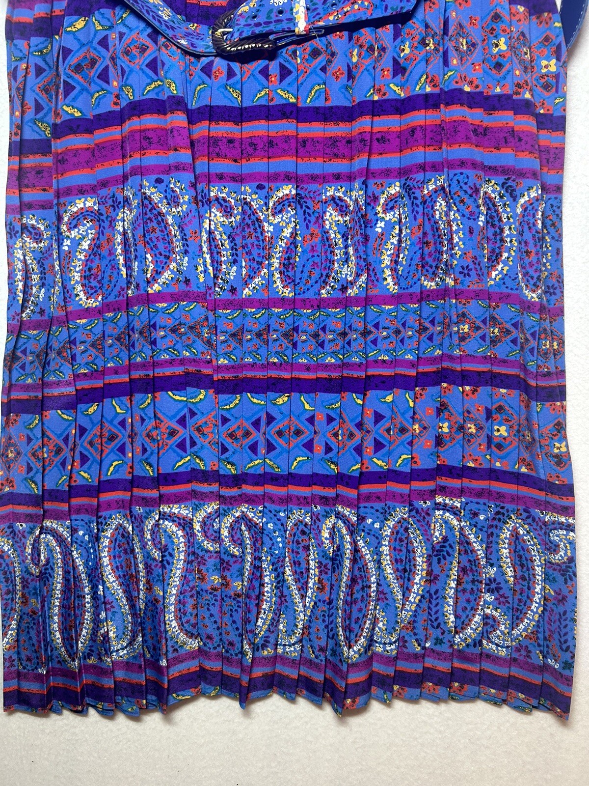Vintage Lorac Original by Lady Carol 70s Belted Colorful floral paisley dress L