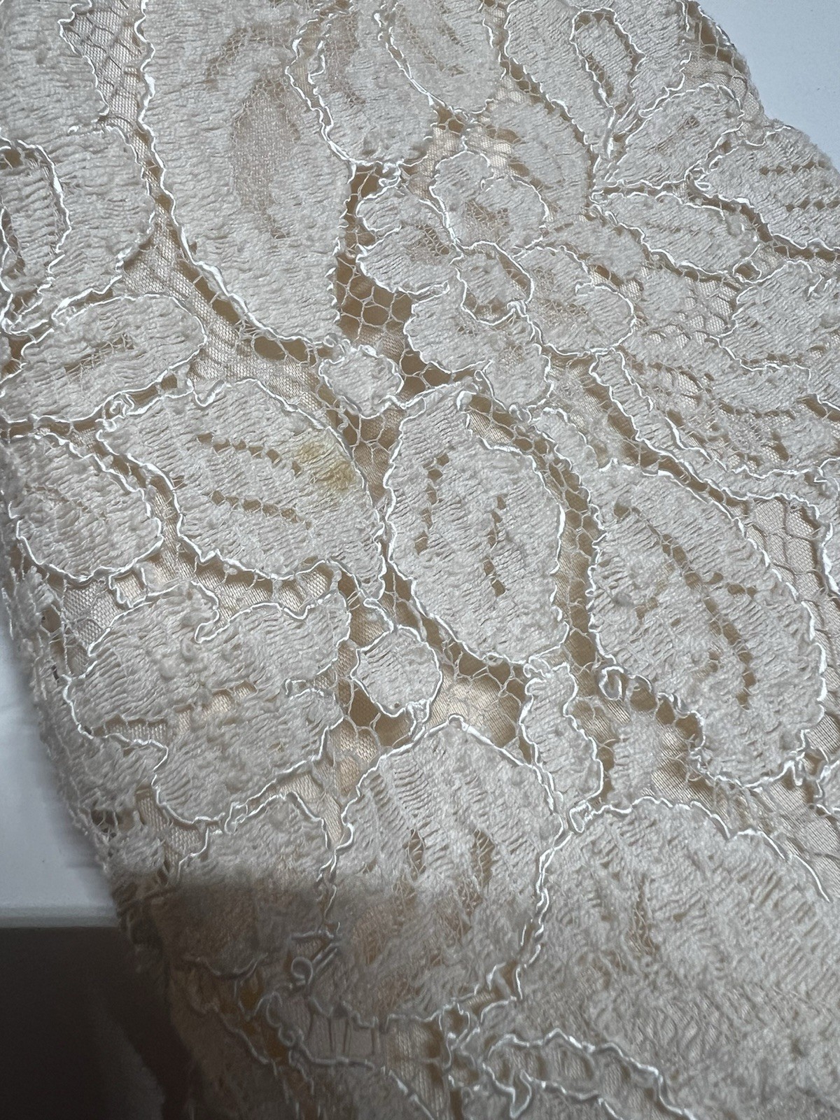Vintage 80s Cachet by Bari Protas Ivory Fitted Lace Jacket w/ Pearls Size 9/10