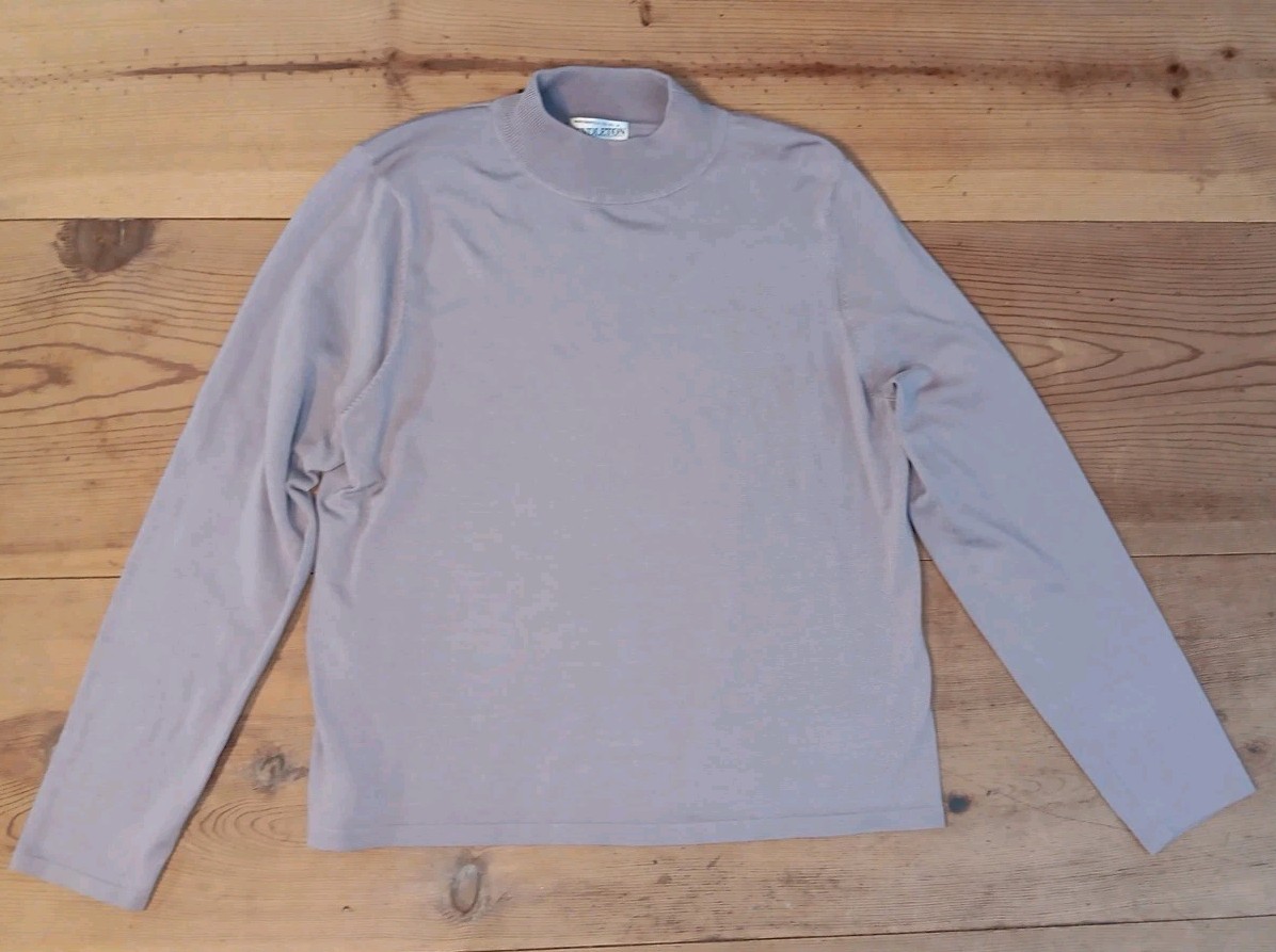 Vtg Pendleton Women L Sweater Pullover Mock Neck Silk Blend Purple Tight Knit