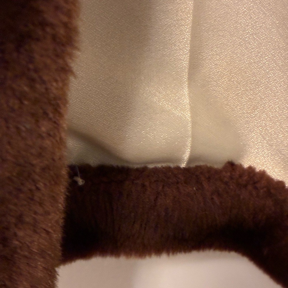 EUC Vintage Plush Brown Faux Fur Coat Small