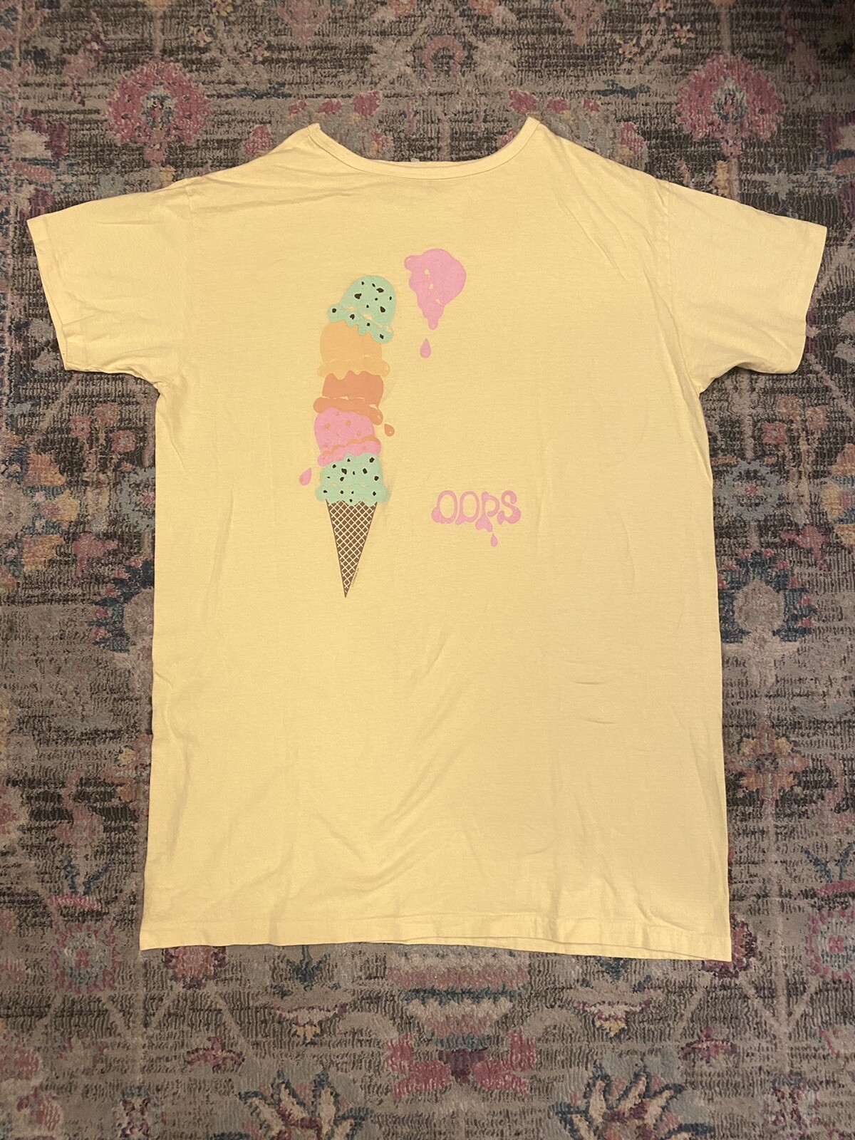 Vintage 80s Single Stitch Sleep T Shirt Nightgown NOVELTY OOPS ICE CREAM ONE SIZ