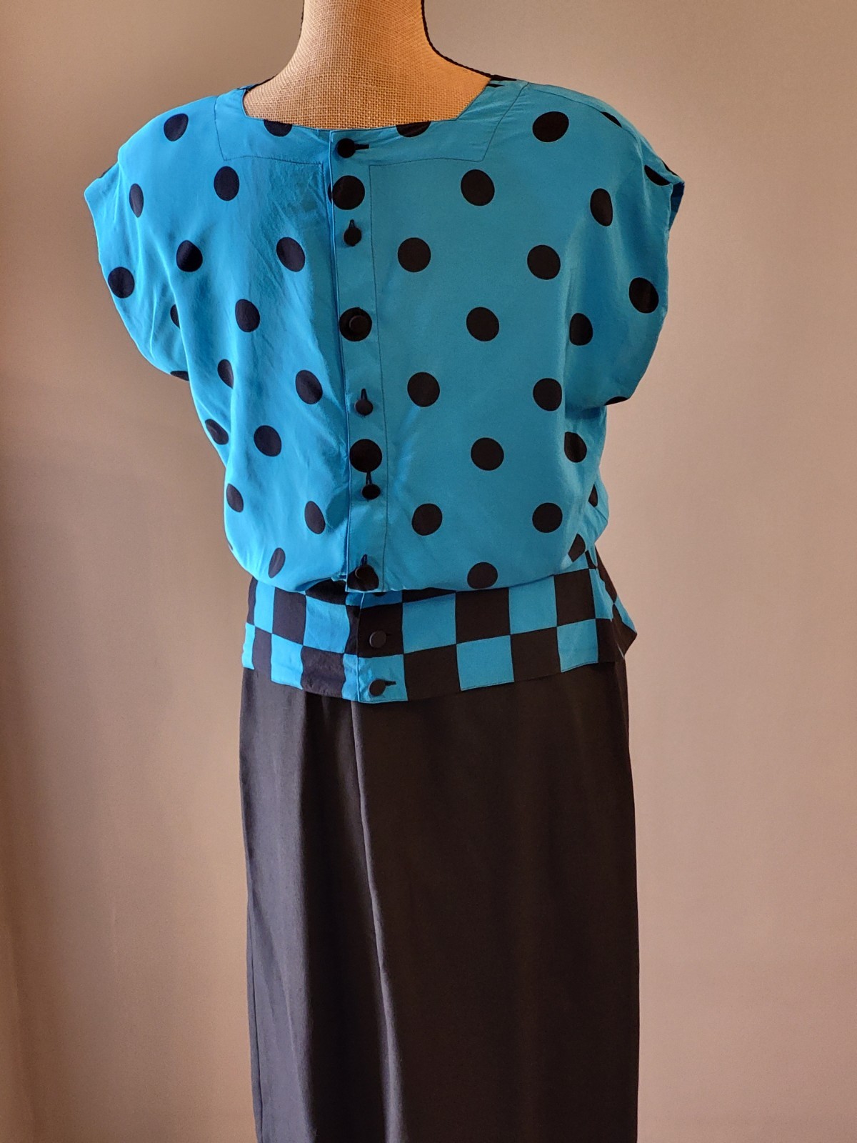 Adele Simpson Vintage 80s Silk/Linen Skirt Set Size 14