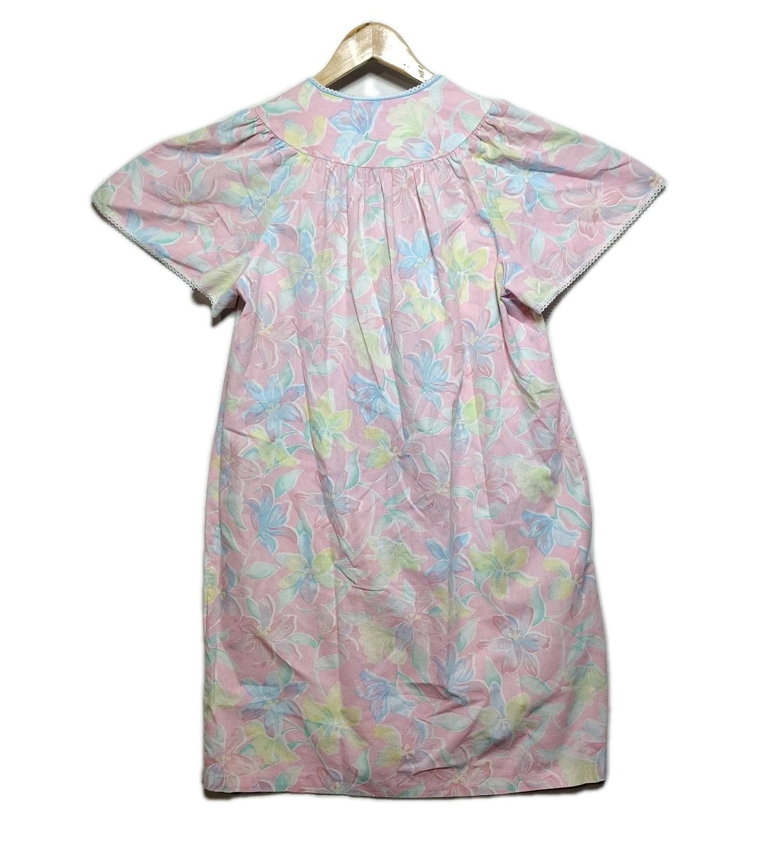 Vintage Lounge Around House Coat Women’s S/M Pink Floral Pastel Robe