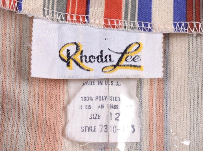 Vintage Rhoda Lee Short Sleeve Multi Color Stripe Shirt Size 12