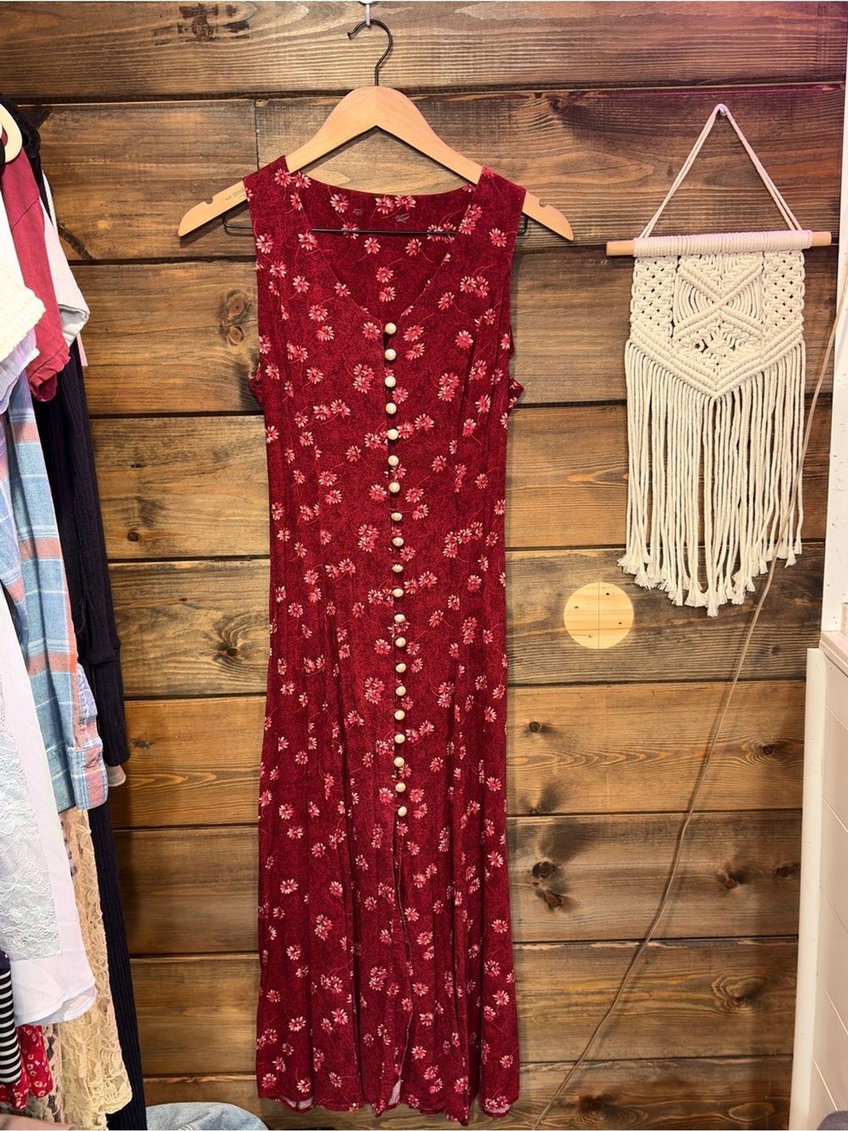 Vintage 90s cottagecore romantic boho whimsical Floral Button-Front Midi Dress