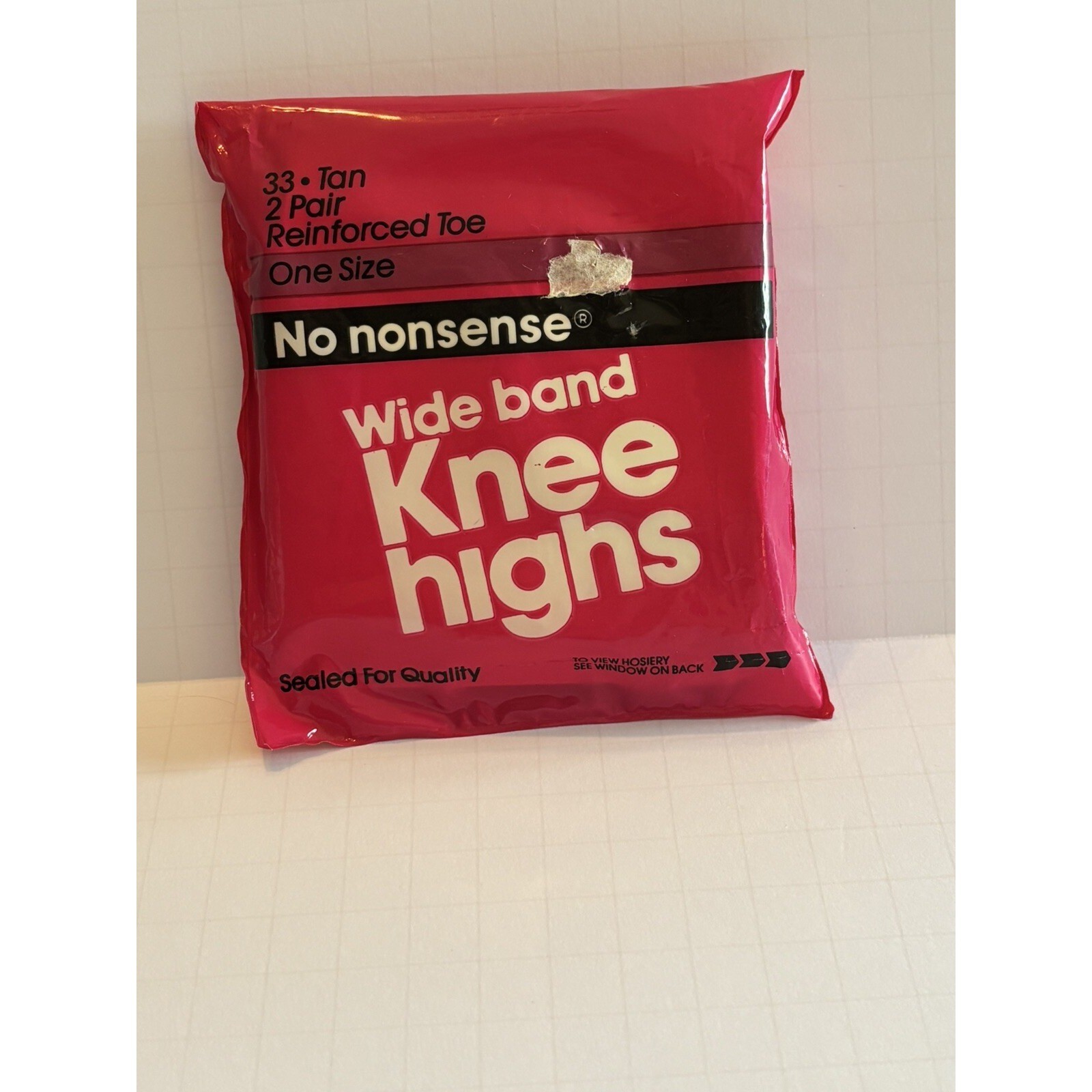 No Nonsense Knee Highs. Tan 33 One Size, Reinforced Toe, 2 PAIR! NOS-New pack
