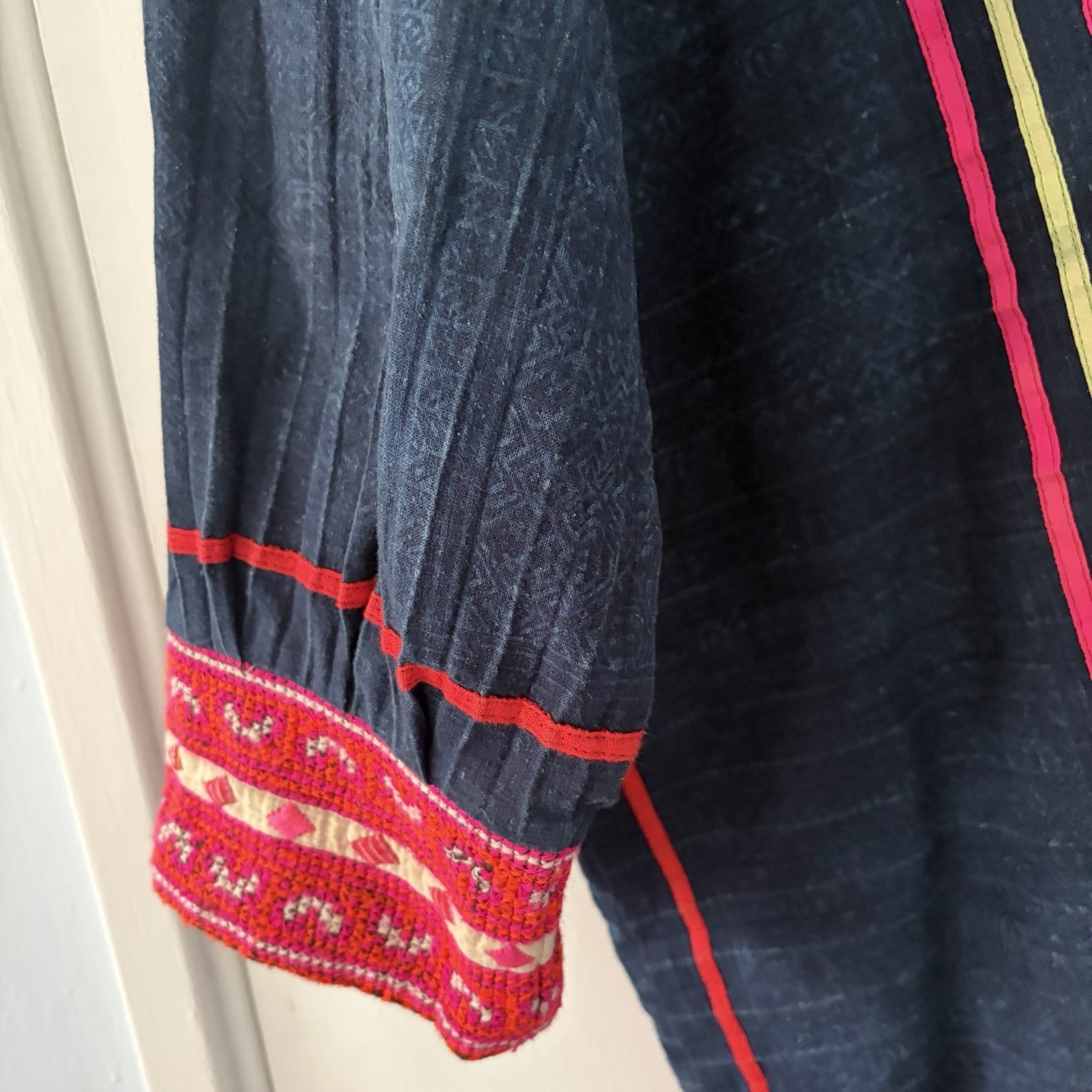 Vintage Hmong Style Embroidered Boho Jacket Art To Wear Festival Hippie One Size