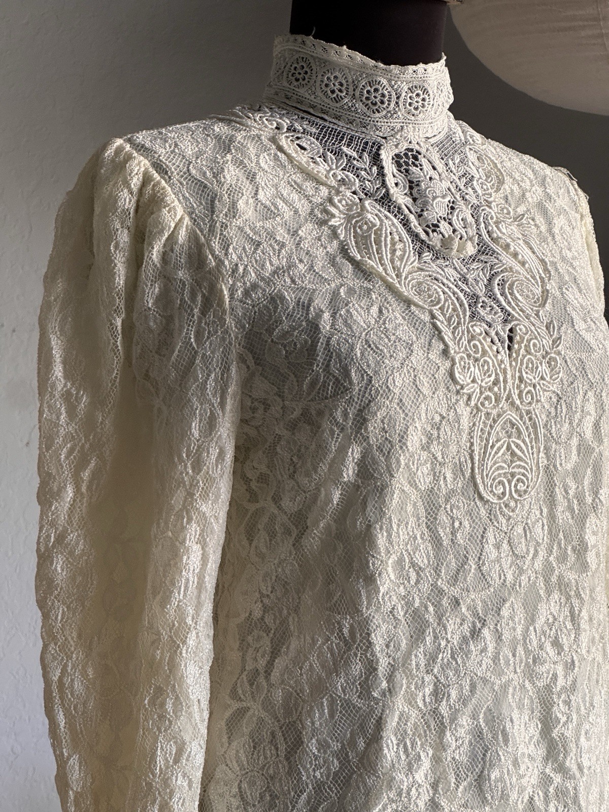 Vintage Gunne Sax Top XS Ivory Lace Victorian Jessica McClintock Romantic 70s