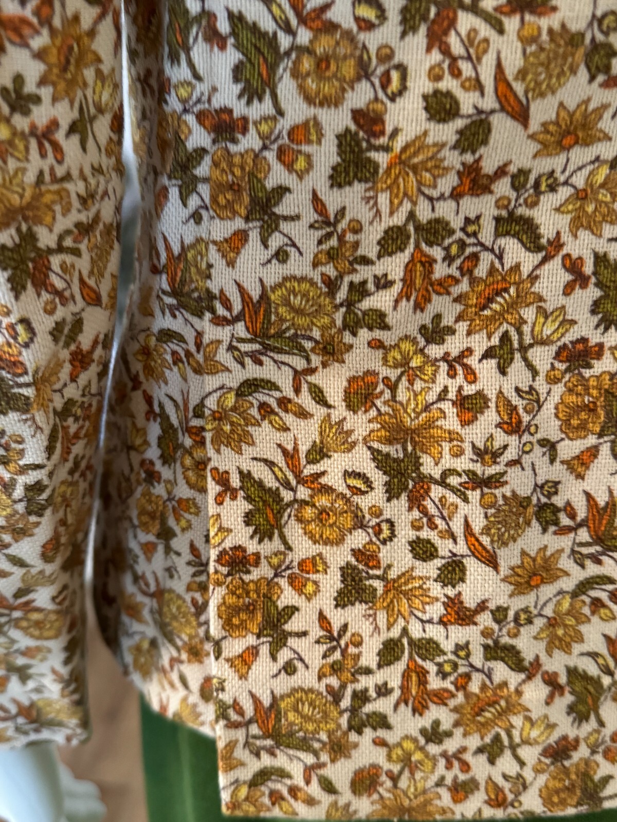 Vintage 70s Robbie Rivers Army Green, Gold, Brown Flower Jacket & Catilina Skirt