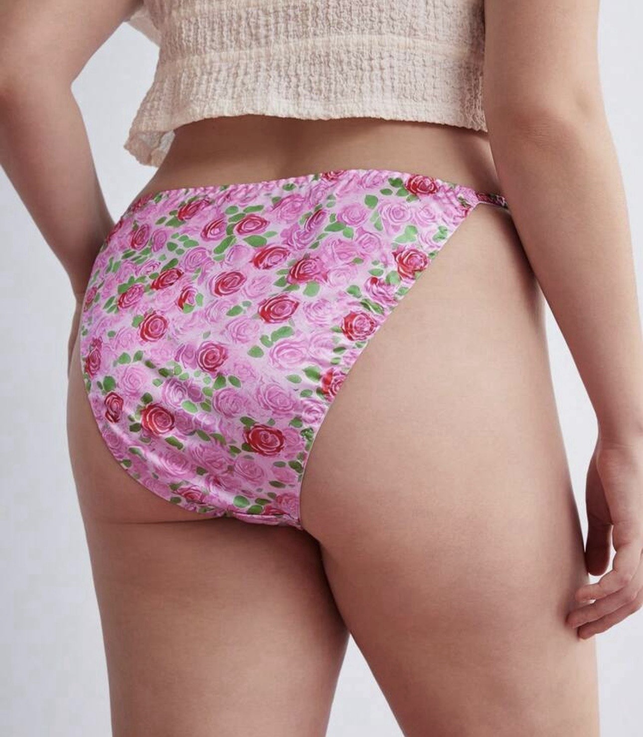 VTG 90’s Style Satin Polyester String Bikini Multi-Floral Panties PLUS 1XL NEW