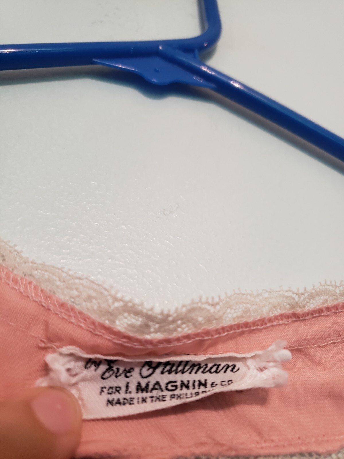 VTG Eve Stillman I Magnin Womens M Nightgown Maxi Lace Pink Floral Satin FLAW