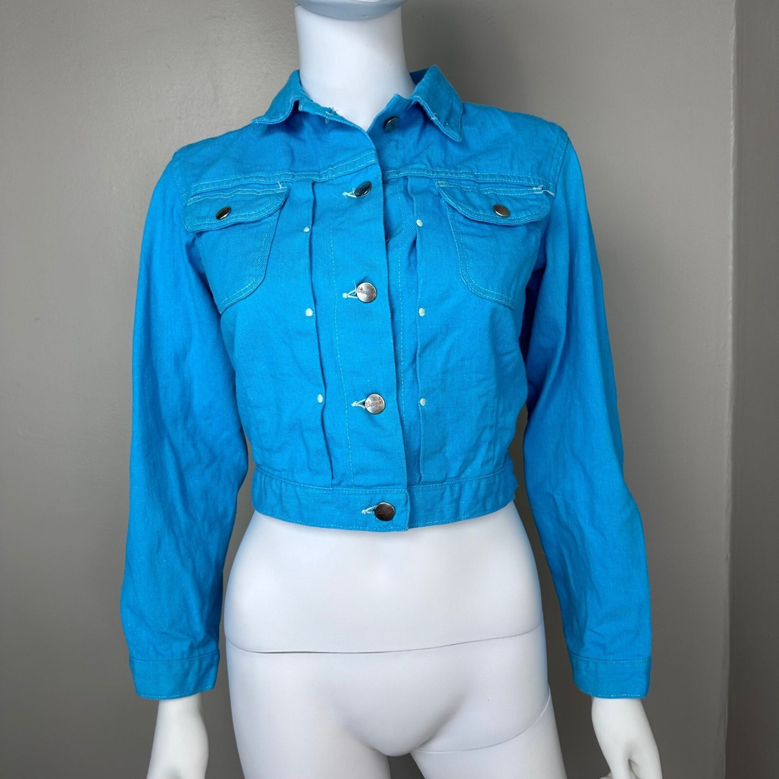 Vtg 1950s Aqua Denim Women’s Jacket 50s Wrangler Blue Bell Sanforized Selvage