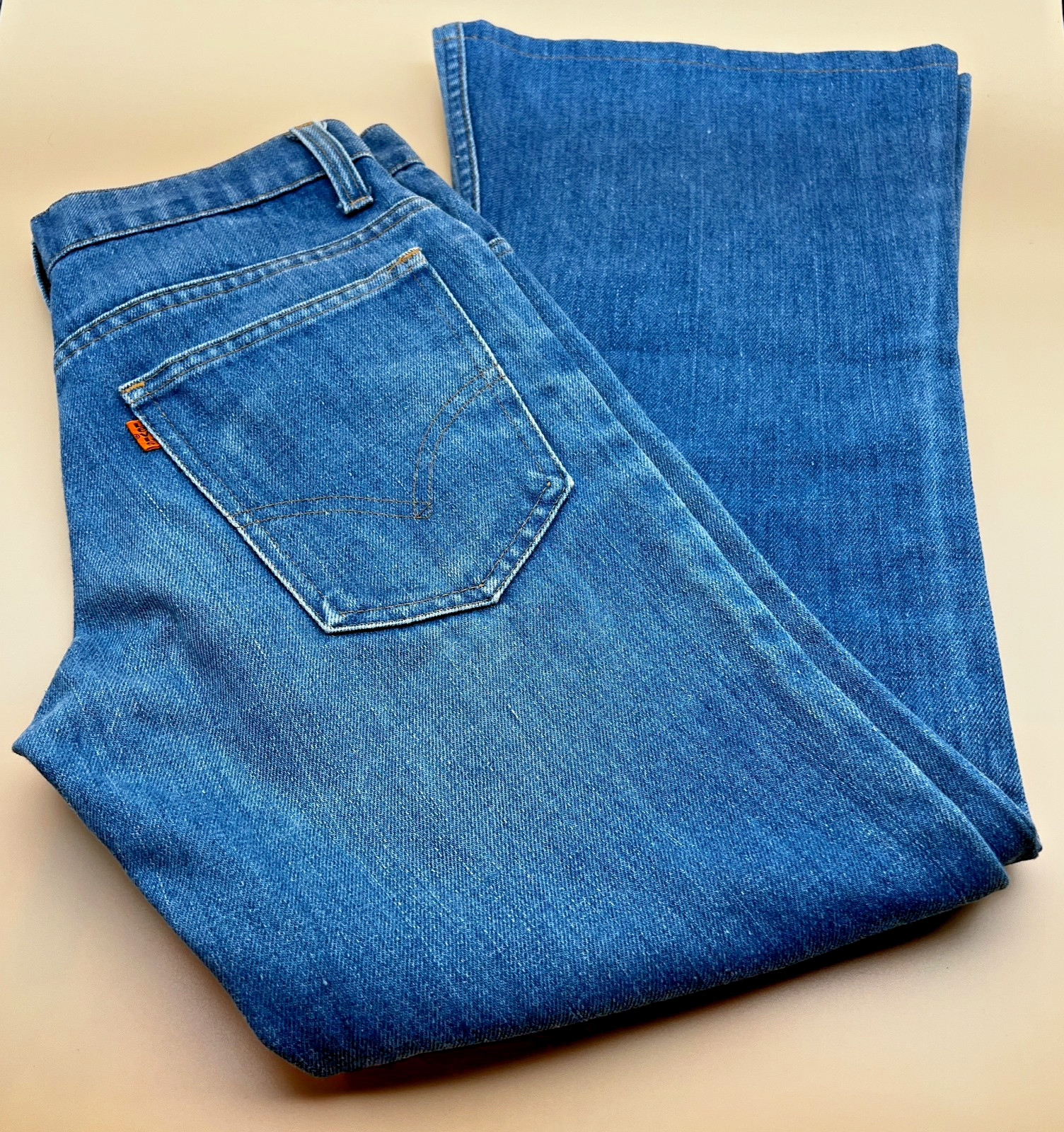 Vintage 70s Levi’s 689 Orange Tab Flare Bell Bottom Talon 42 W26 L31 (Fits L27)