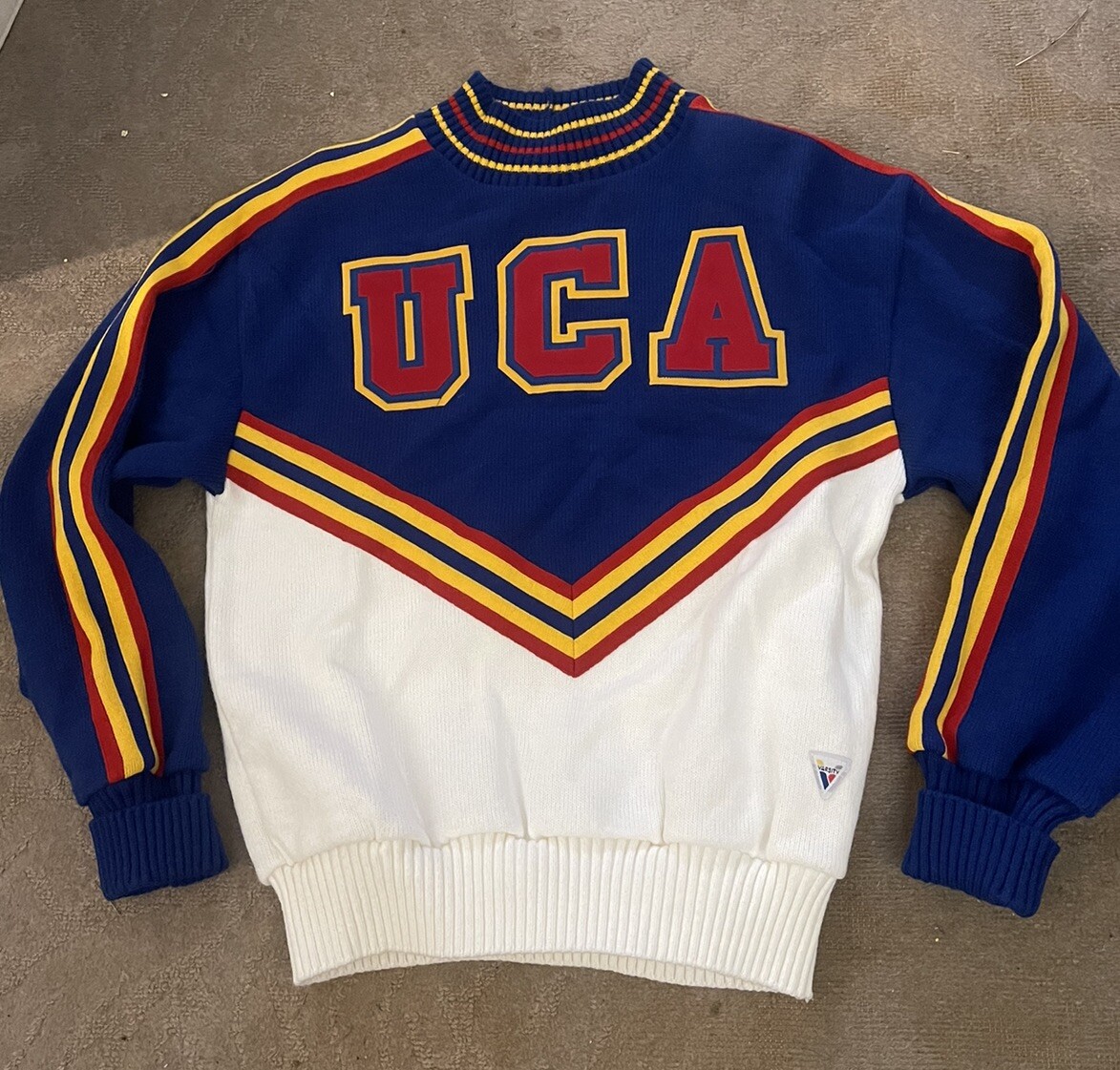 Vintage UCA 1980’s Varsity Spirit Fashions Cheer Sweater Made in USA Size 36