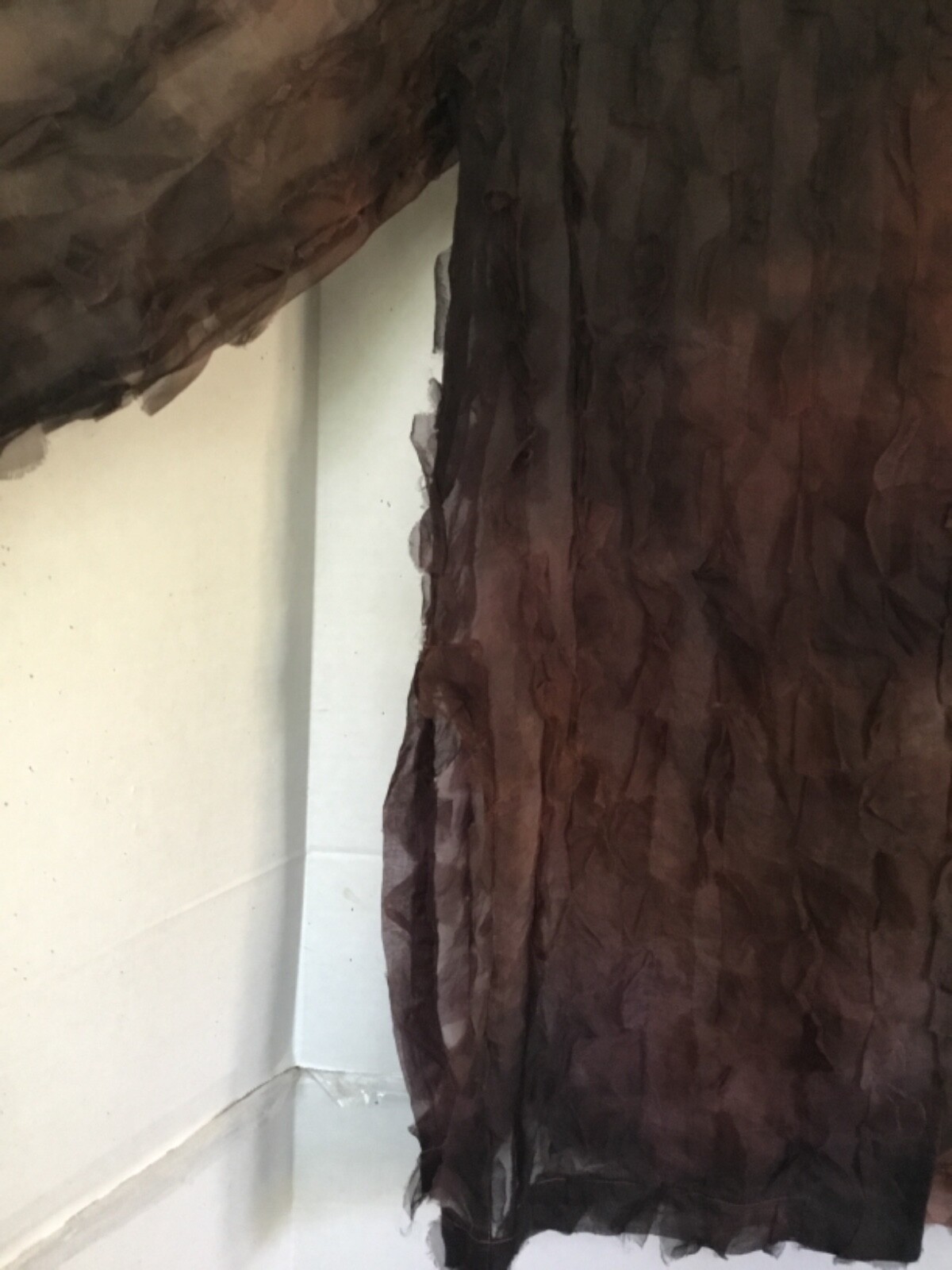 Vintage Golden Idol Shirt S Chocolate Brown Silk Organza Deconstructed Shag Y2K