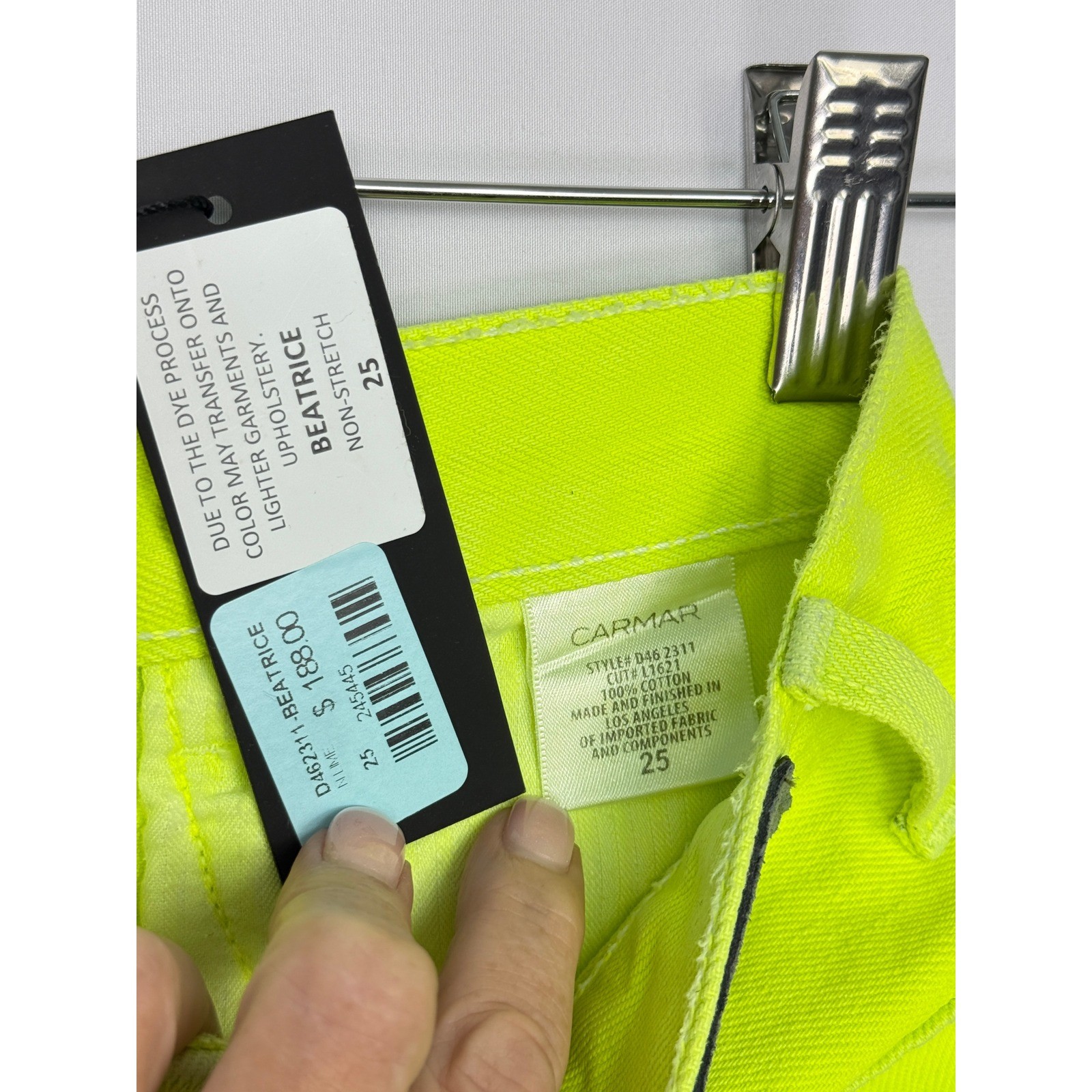 Carmar Los Angeles Neon Yellow Distressed Denim Mini Skirt Size 25 NWT