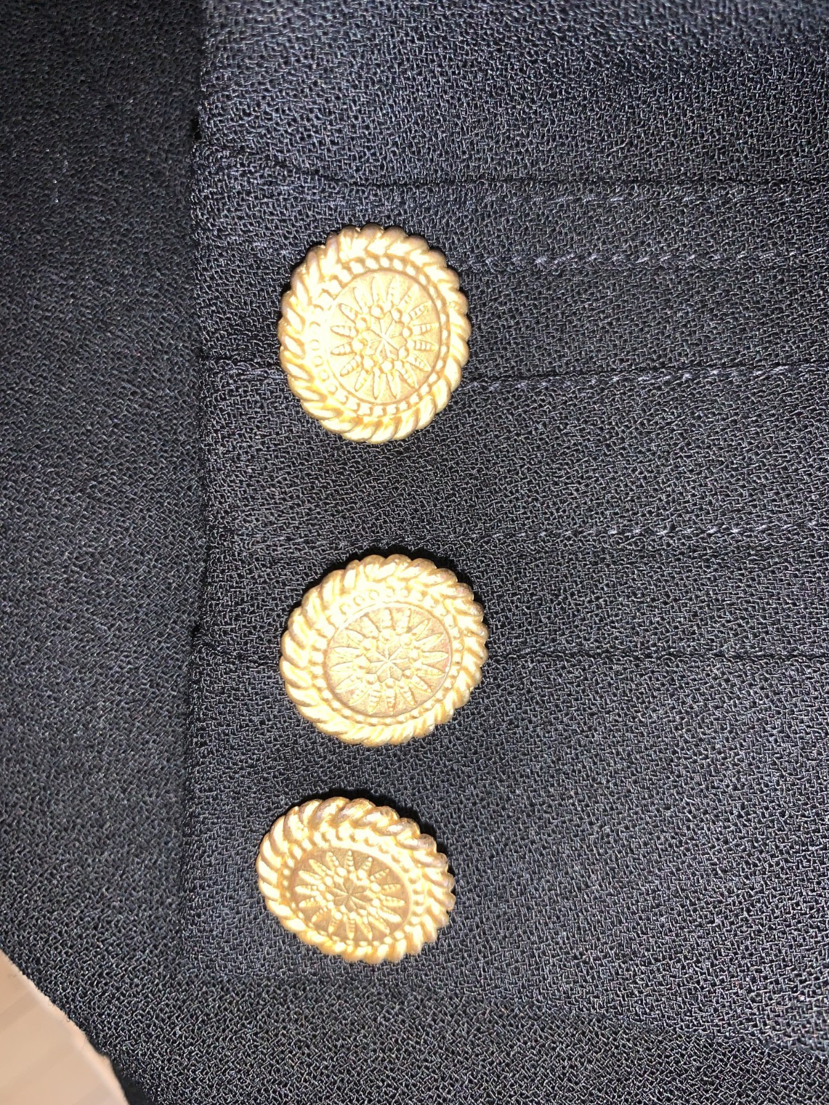 Vintage Dana Buchman Dress 14 Wool Gold Buttons Shoulder Pads Pleated
