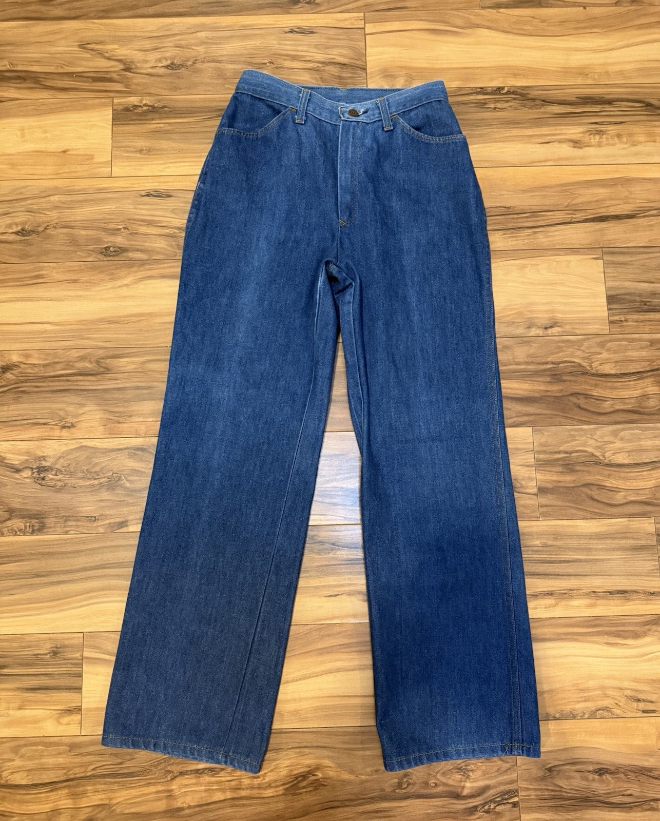 Vintage 1970s Jeans JTF Straight Wide Leg Talon Zip 26×28.5 Soft Pair A