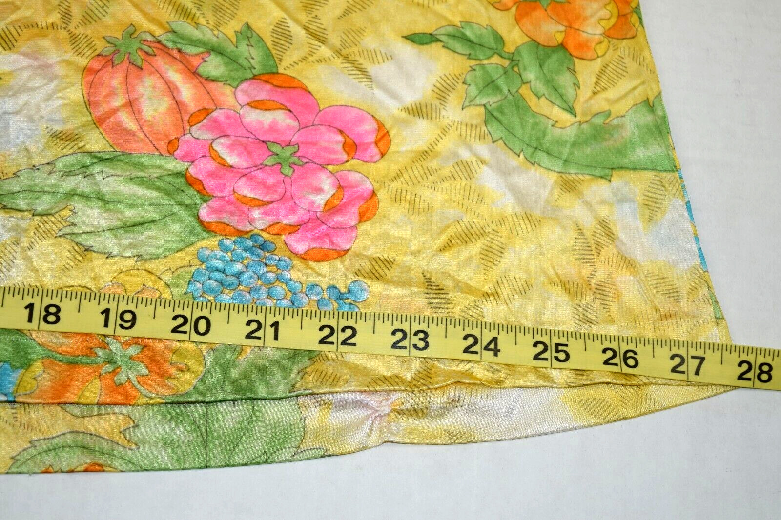 Vintage Nightgown Size S 70s Shimmery Golden Yellow Floral A Line Full Button