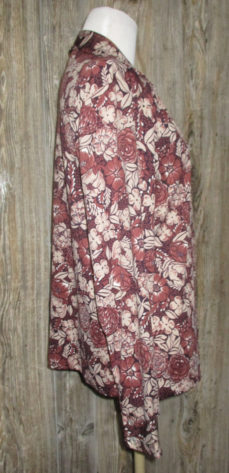 Queen Casuals Womens Shirt Size 14 Long Slv Button Down Floral Vtg Fairy Grunge