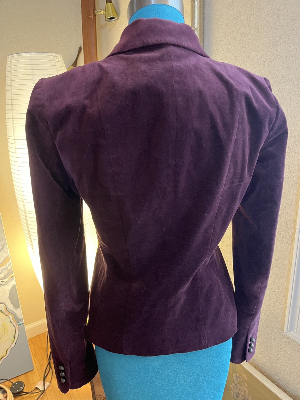 Tahari Port Wine Velvet Victorian Revival Jacket Coat Fitted