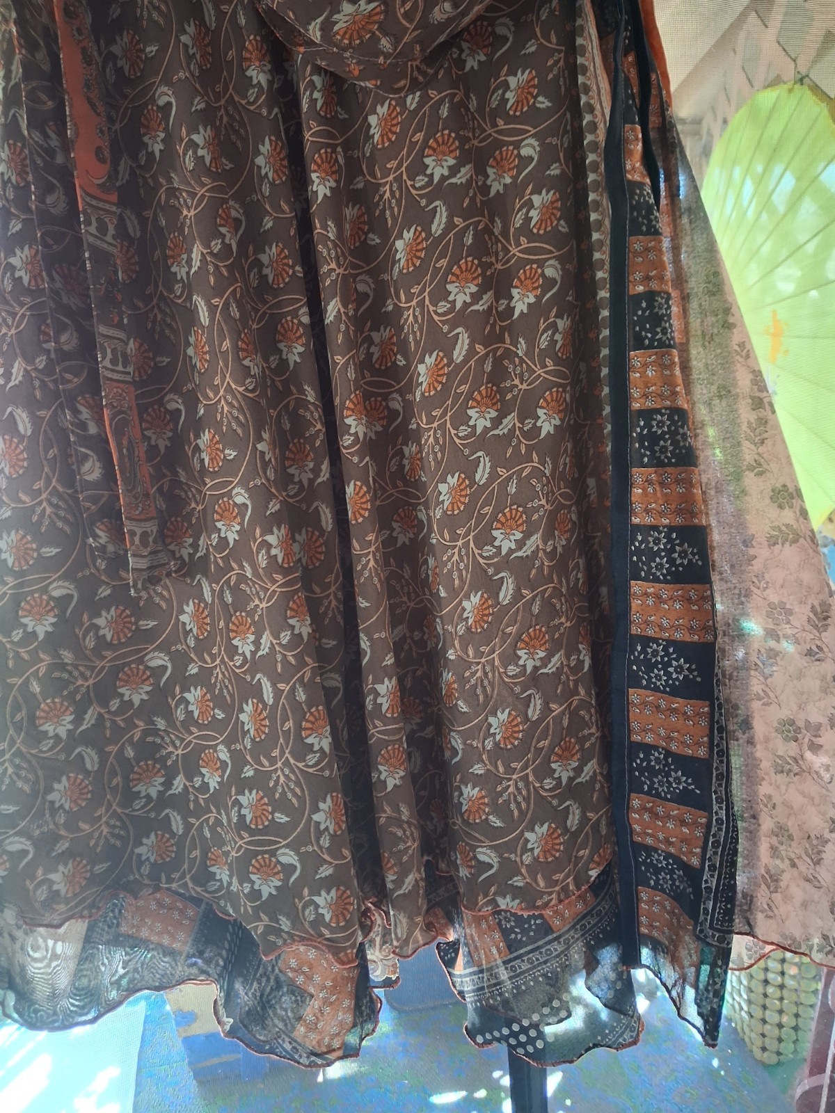 VTG India hippie wrap around long skirt 34”long One Size Paisley Design