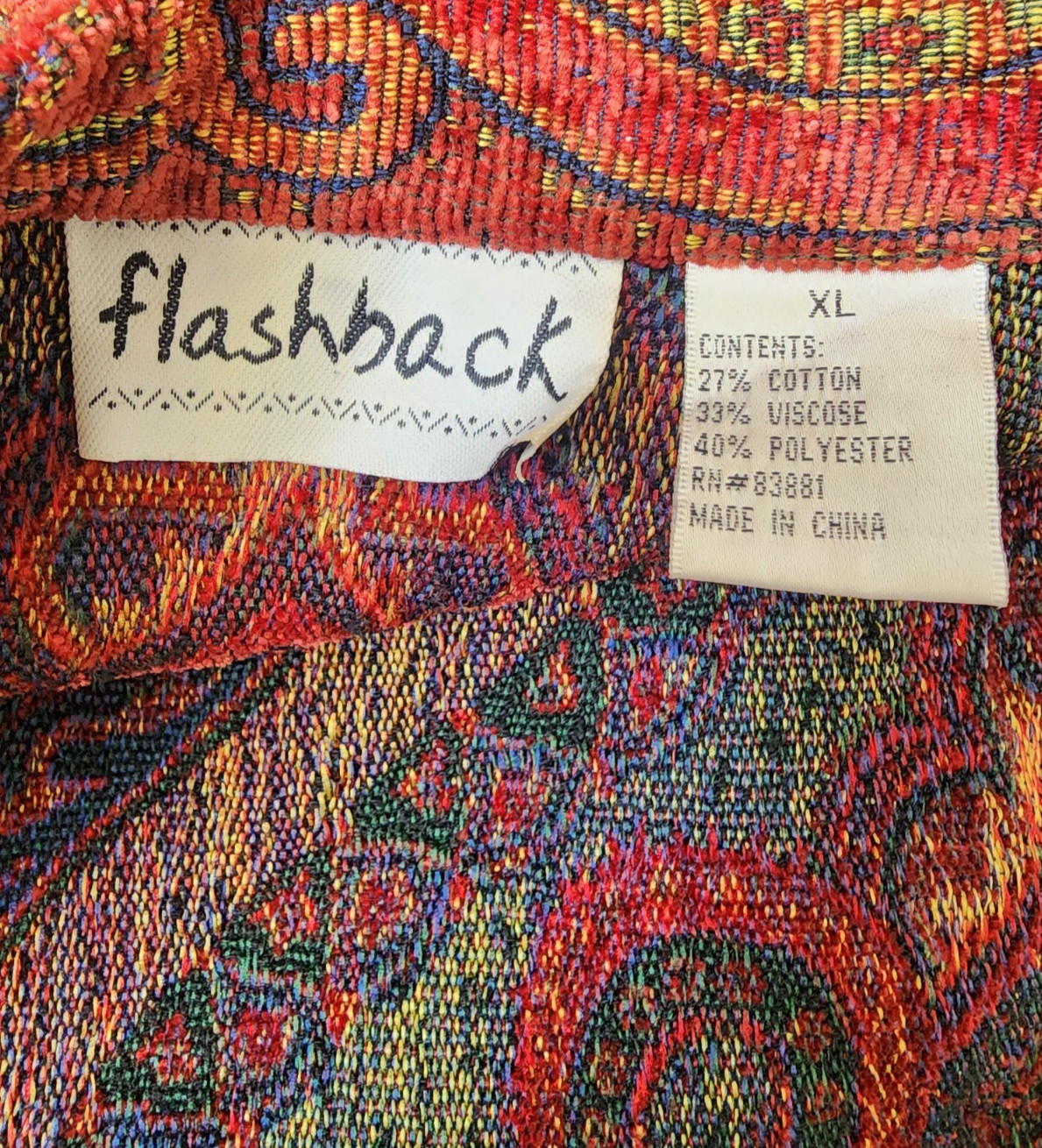 Flashback Vintage Tapestry Jacket Y2K 90’s Size XL Mandarin Collar