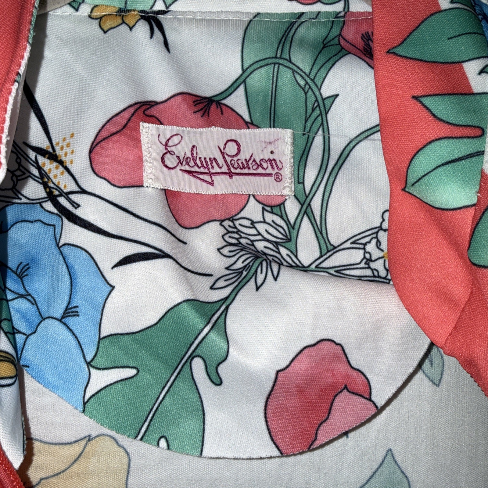Vintage Evelyn Pearson Go Coat 1/2 Zip Front Lounge Maxi Robe Kimono Floral S/M