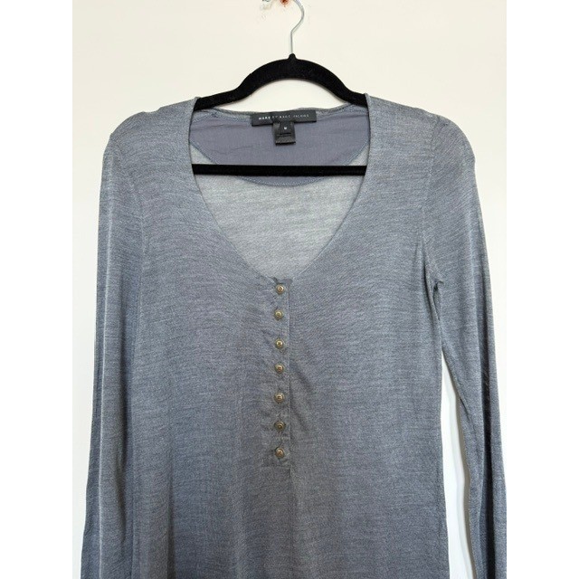 Vintage Marc by Marc Jacobs Sheer Silk Henley Top | Size Medium | Y2K Long Slv