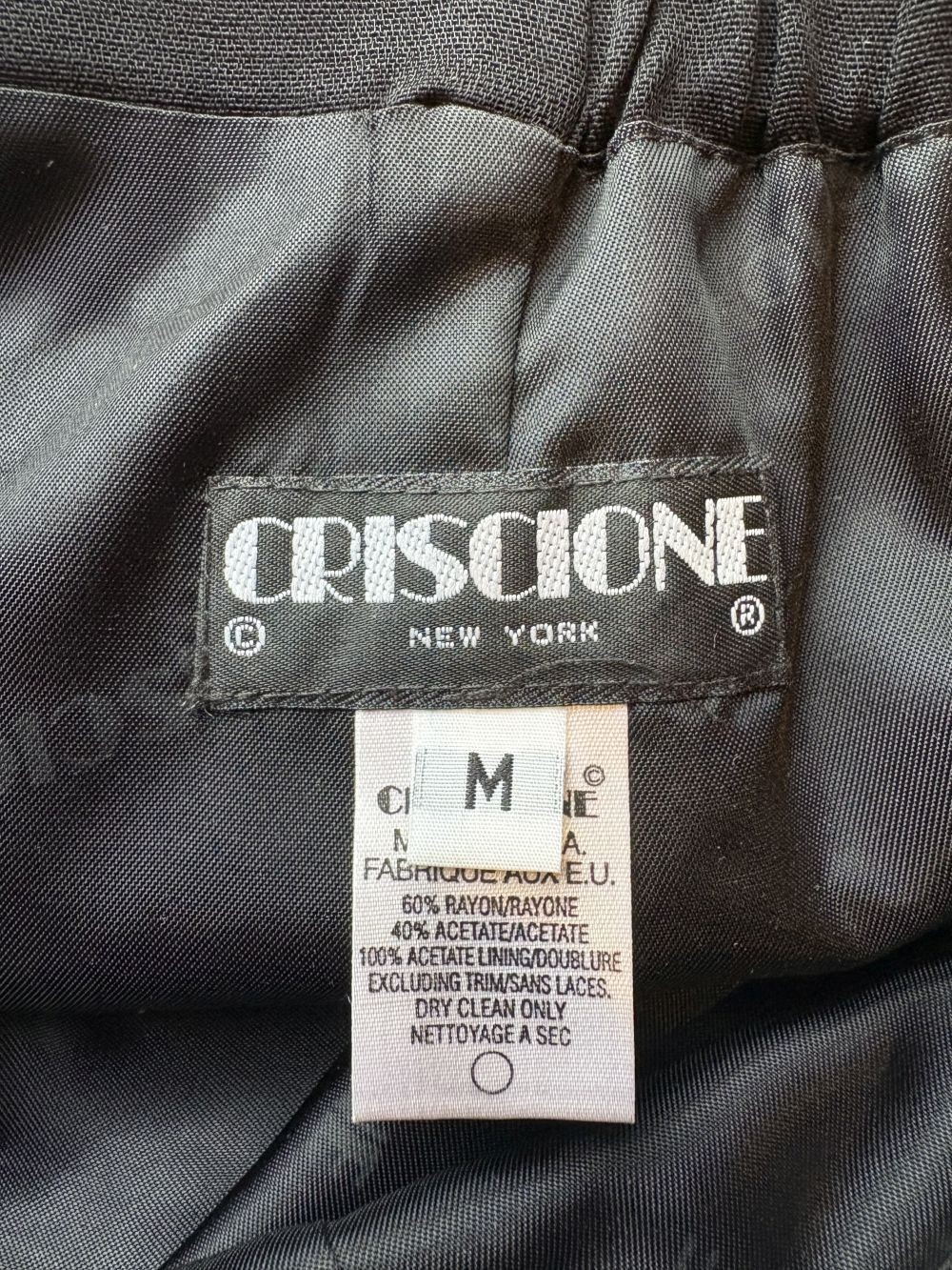 vintage 80s skirt Criscione black tuxedo tails asymmetrical high waist rise M