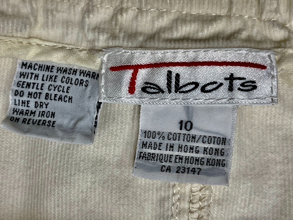 Talbots IVORY Cotton Corduroy 2-pocket Belt-loops MIDI SKIRT Size 10 (32×34)
