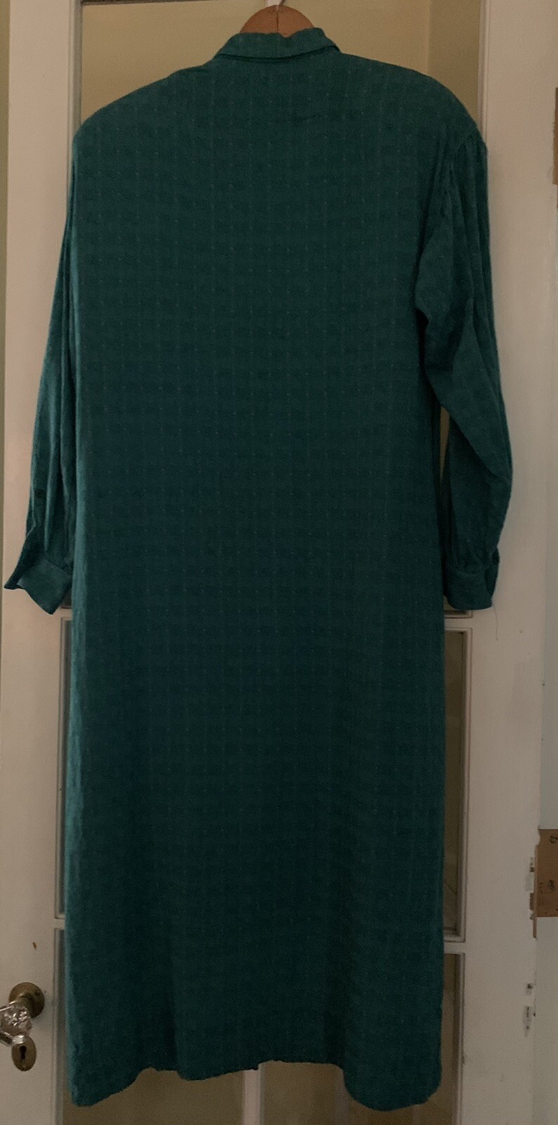 Vintage Young Traditions Sheath Pencil Dress Small ? Teal Plaid Buttons Collar**