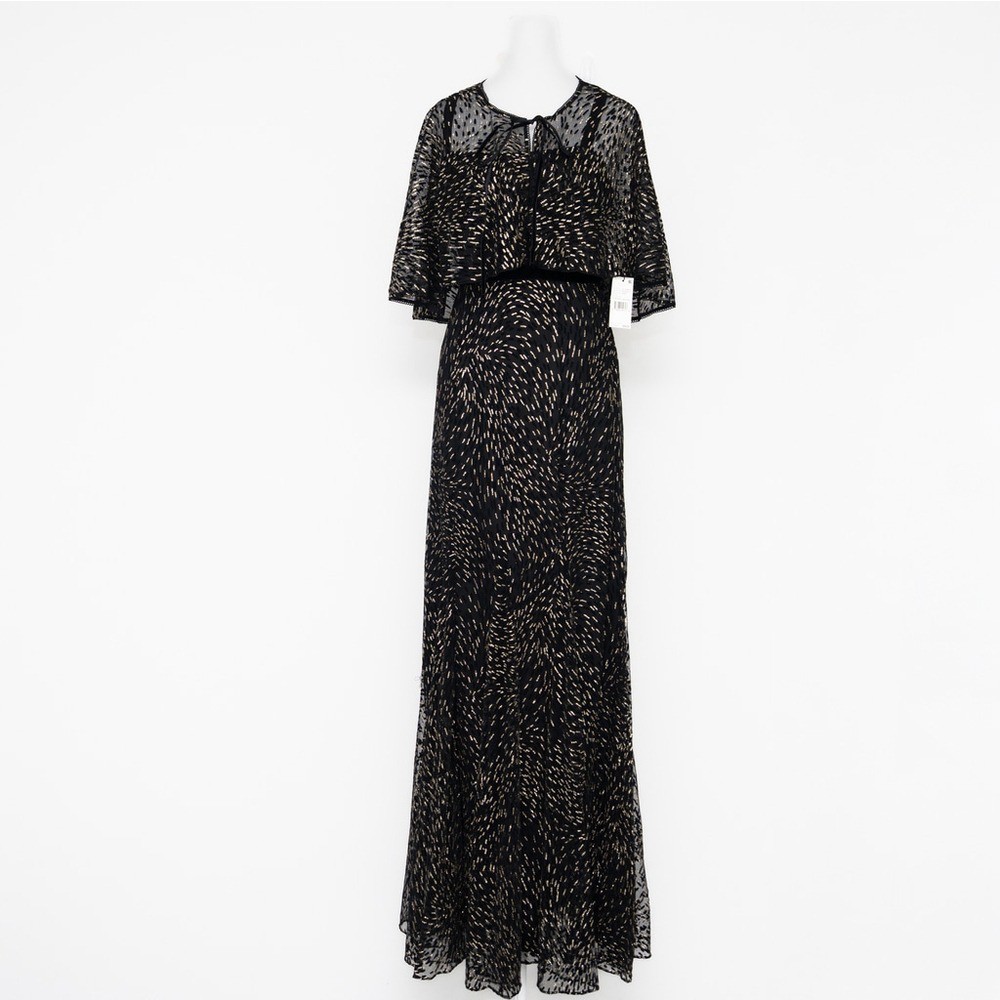 Adrianna Papell Glitter Evening Gown with Cape