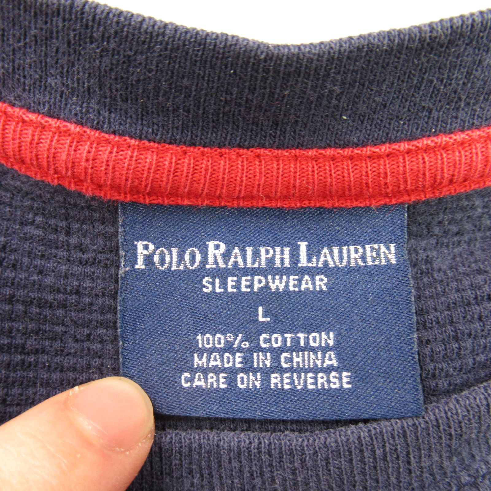 Polo Ralph Lauren Men’s Thermal Waffle Knit Sleepwear Shirt Navy Blue Size L