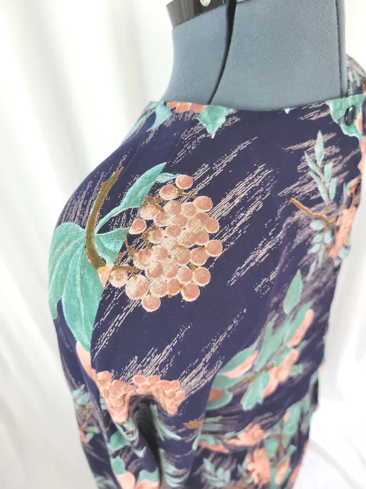 Vintage Irresistible Navy Dress w Fruit Pattern & Matching Belt Size 11/12