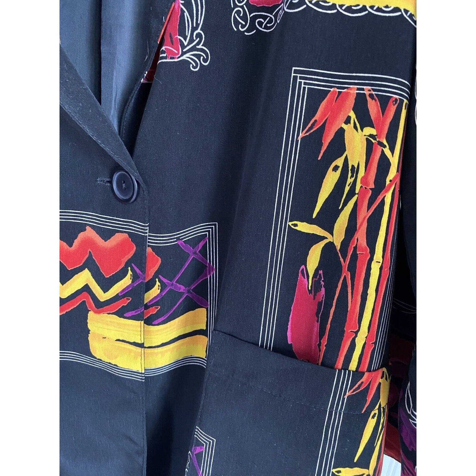Vintage Brownstone Studio Blazer Jacket Multicolor Abstract Pattern 80s Large