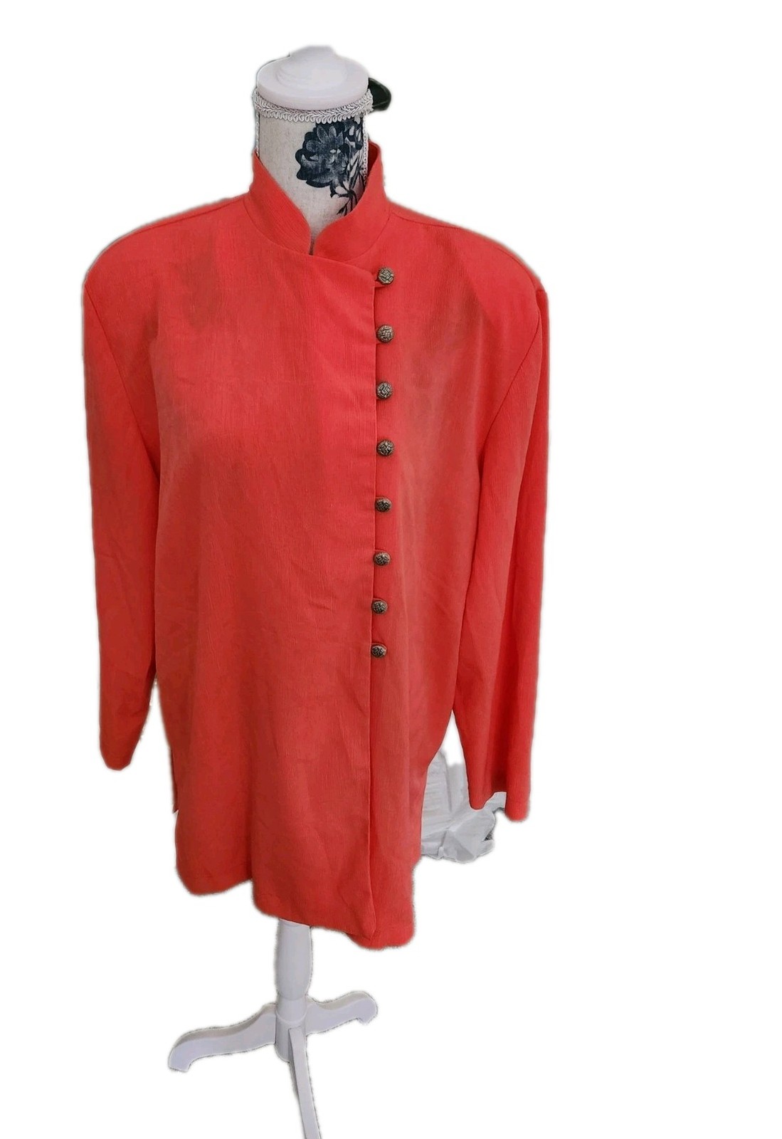 Vintage Ruth Norman Saks Fifth Avenue Orange Tunic Top Sz.L~READ~3/4 Sleeve~USA