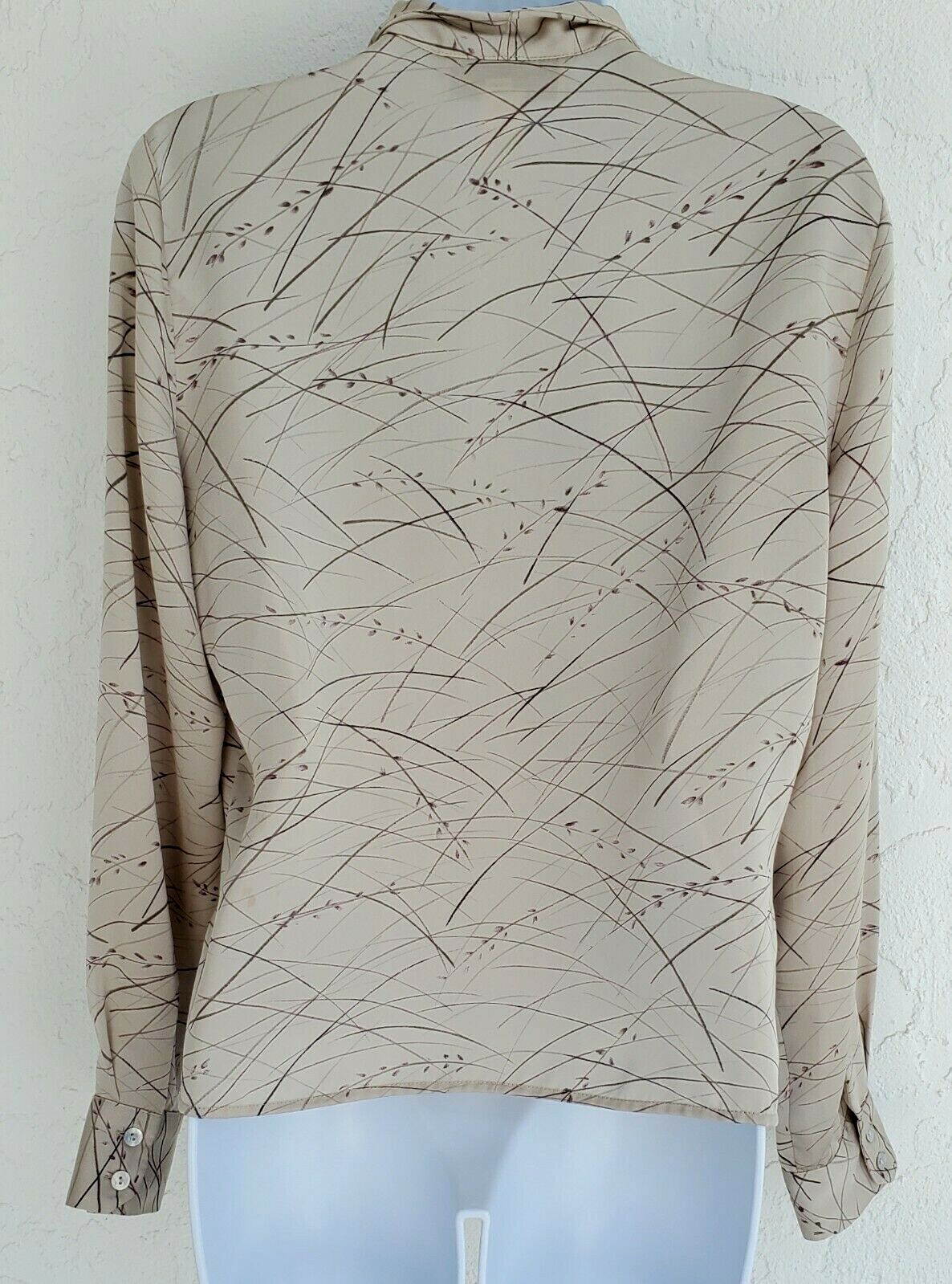 Vintage Women’s JONES WEAR 1980’s Abstract Brown Button Down Career Blouse SZ 10