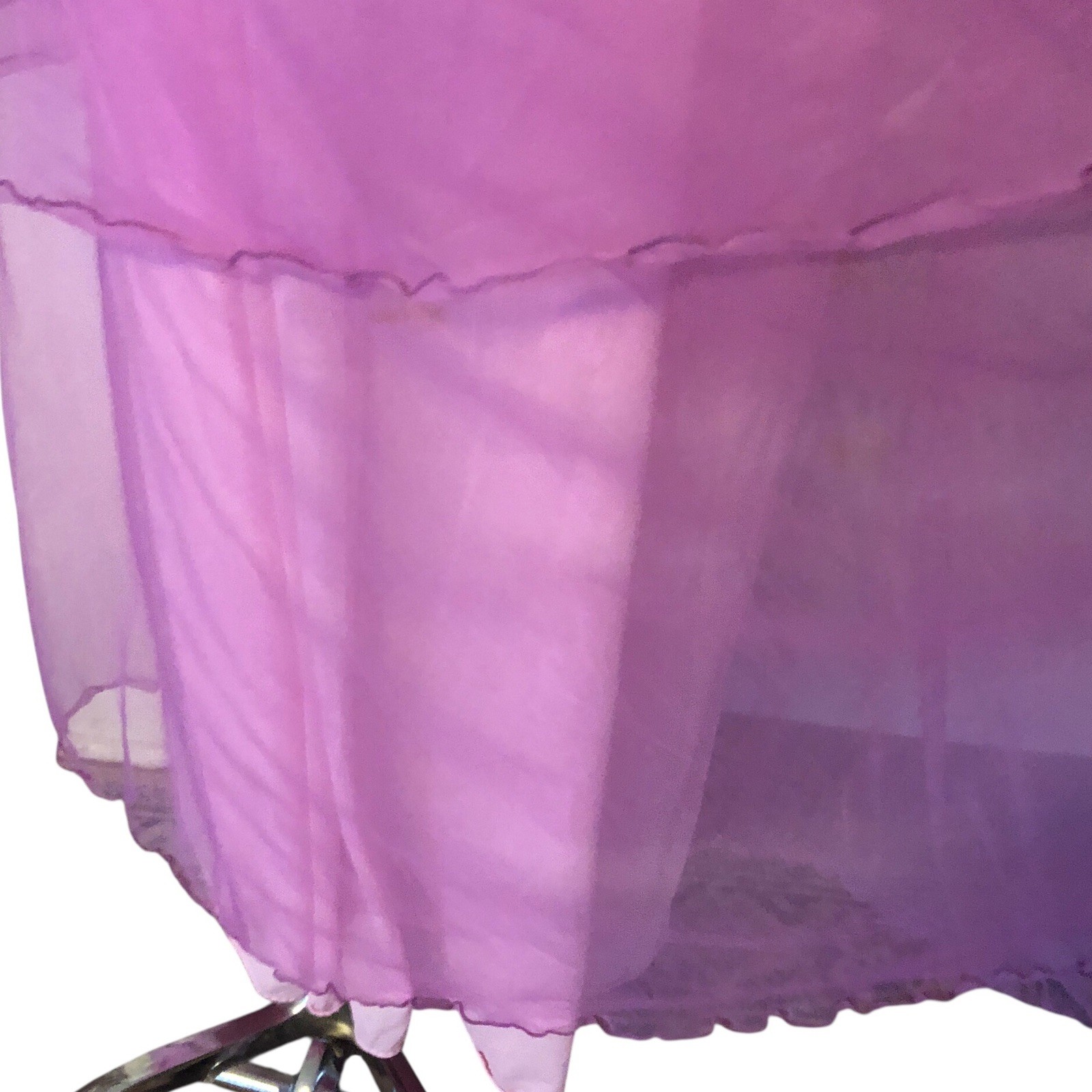Vtg 60s Jenelle of California Double Nylon Layered Tiered Gown Orchid Pink ￼Med.