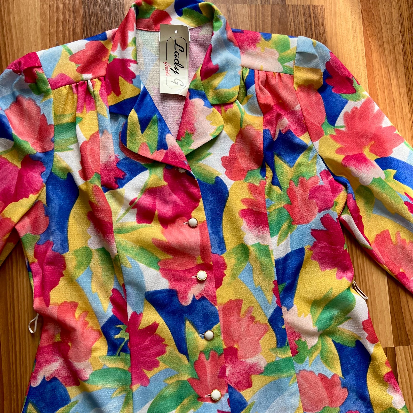 1970s Floral Button Front Midi Dress Belted Long Sleeves Aline Plus Size EU 42