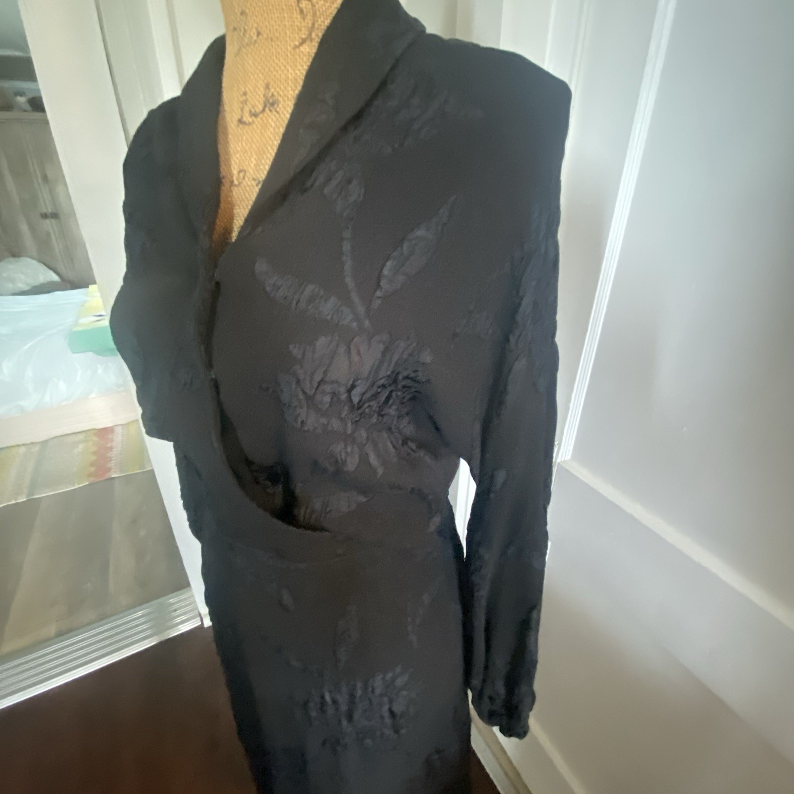 Vintage 1940’s Paul Sachs Original Fit & Flare Dress Black Lace 40” Chest