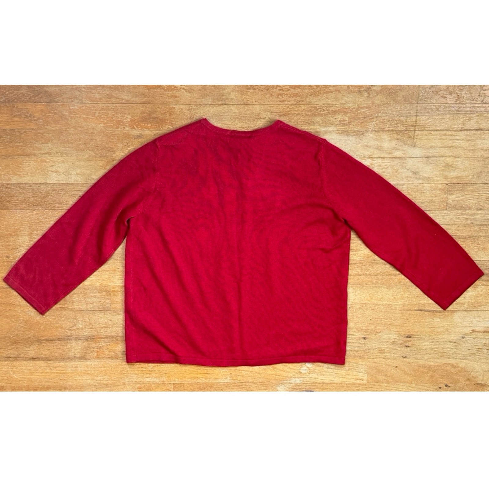 Vintage Red Silk/Cashmere Cardigan Sweater Size Medium 90s Floral Embroidered