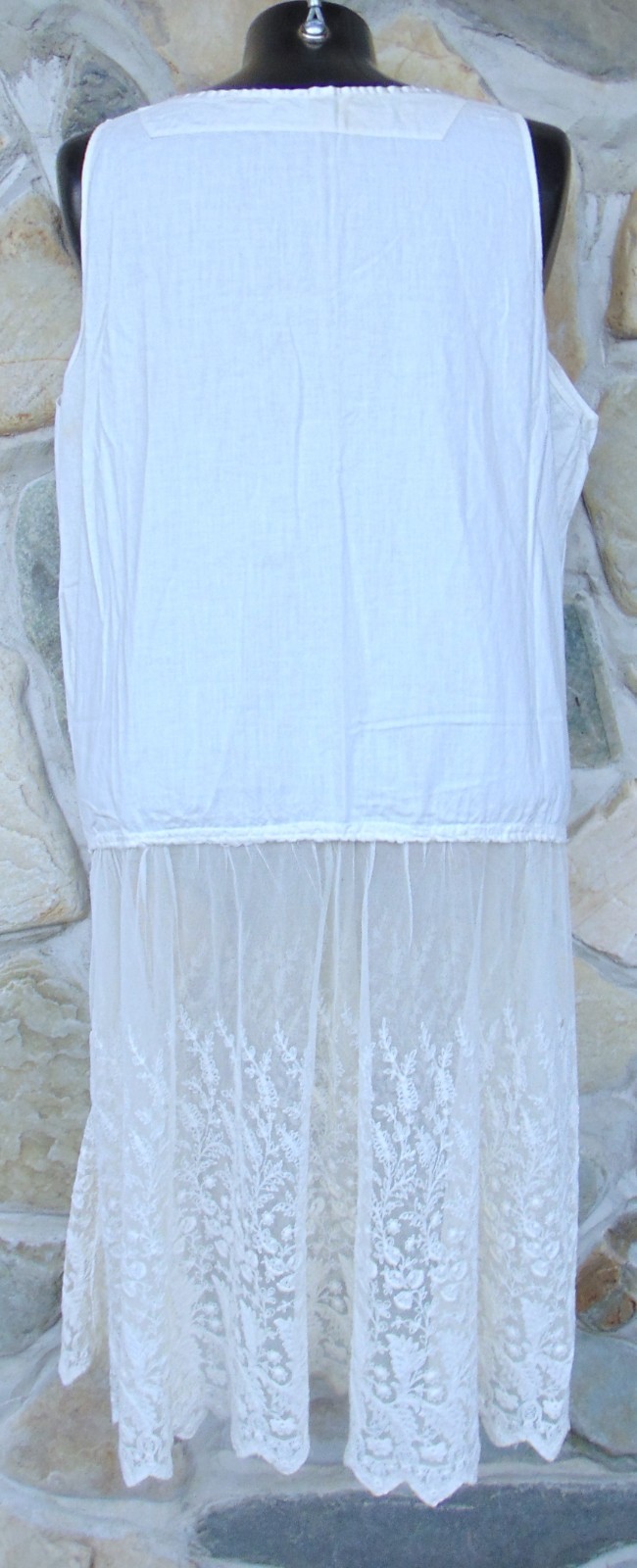 ANTIQUE VICTORIAN COTTON PETTICOAT~1890s ~WOMAN’S MED/LG~LACE BOTTOM~ SLEEVELESS