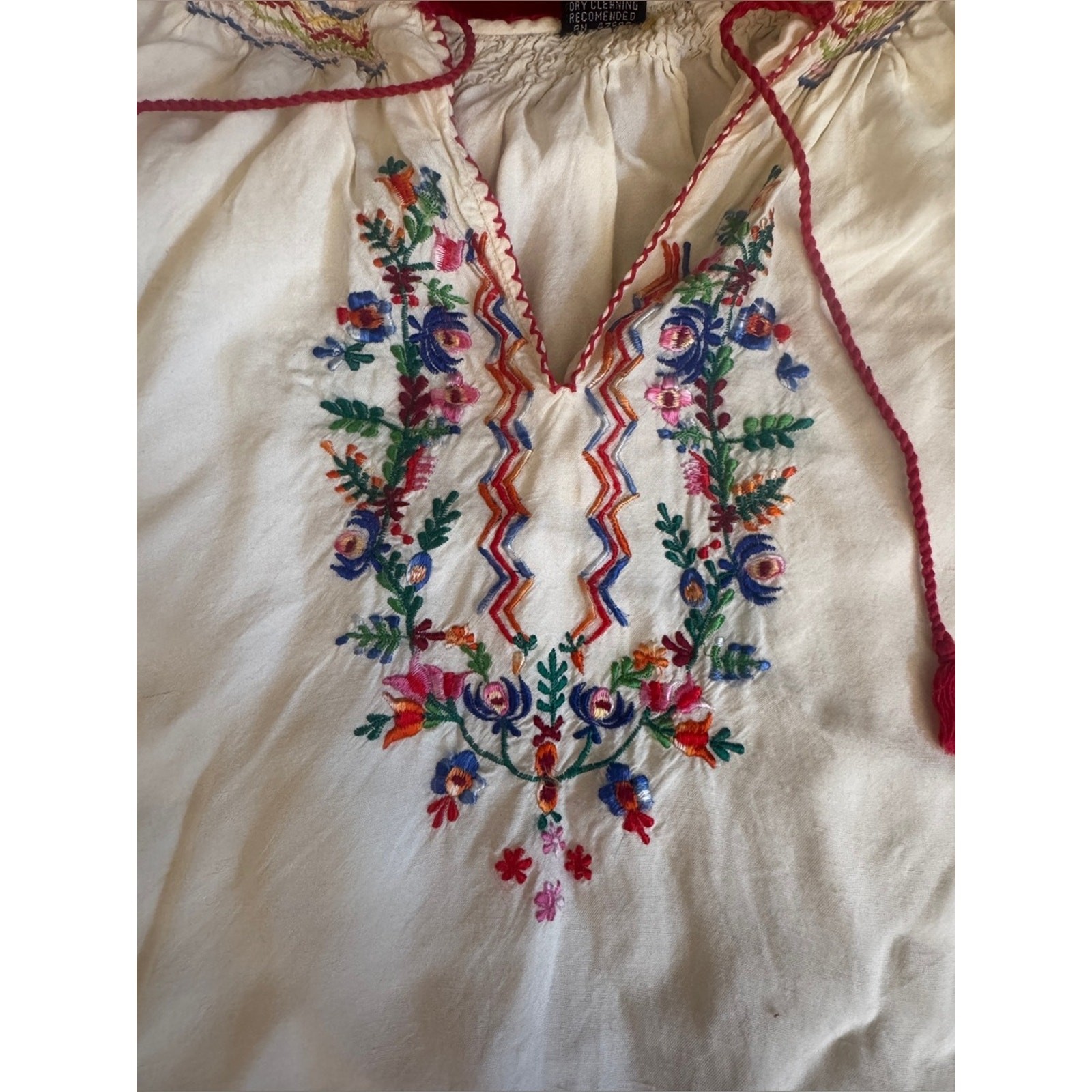 70s Vintage Indian Embroidered Peasant Blouse Sz M