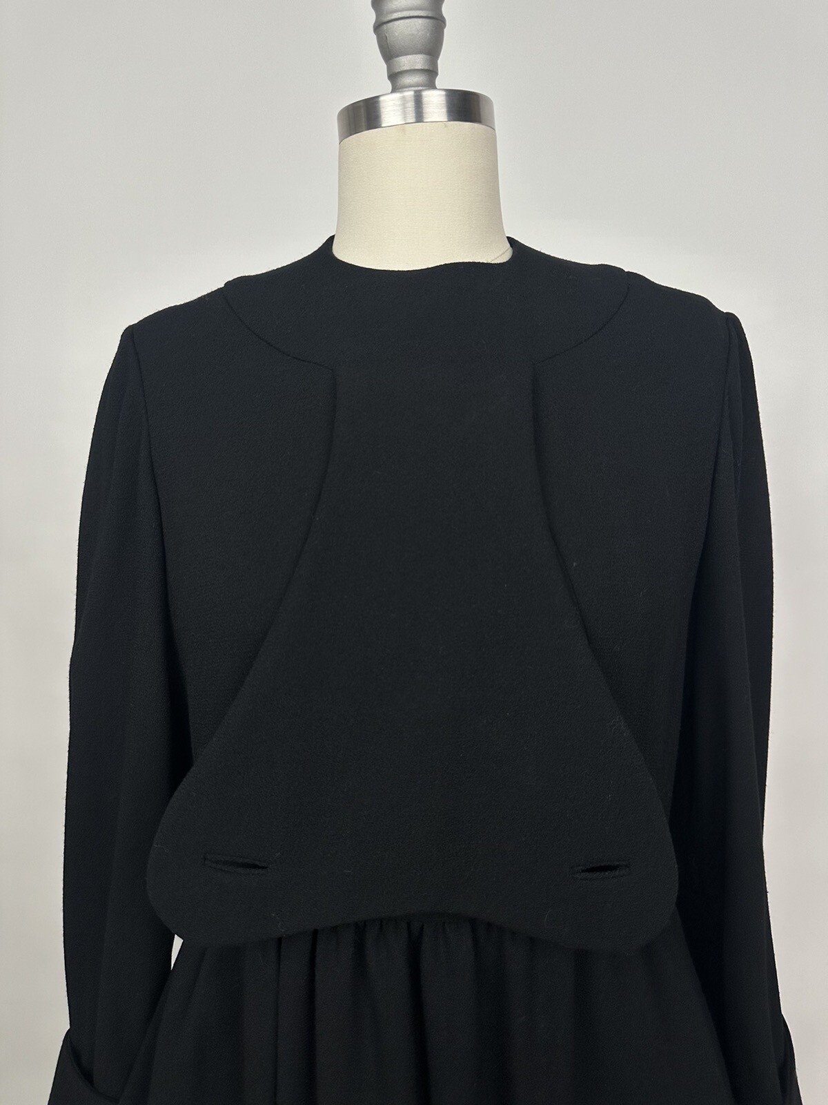 Vintage 1960s Geoffrey Beene Black Wool Long Sleeve Dress Mod – GoGo Style As Is